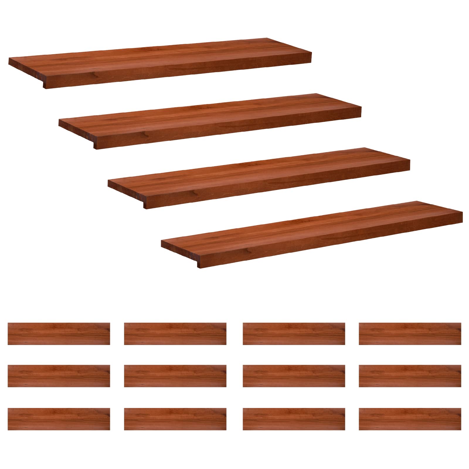 Treppenstufen 16 Stk. 110 X 25 X 2 Cm Braun Massivholz Buche Vidaxl