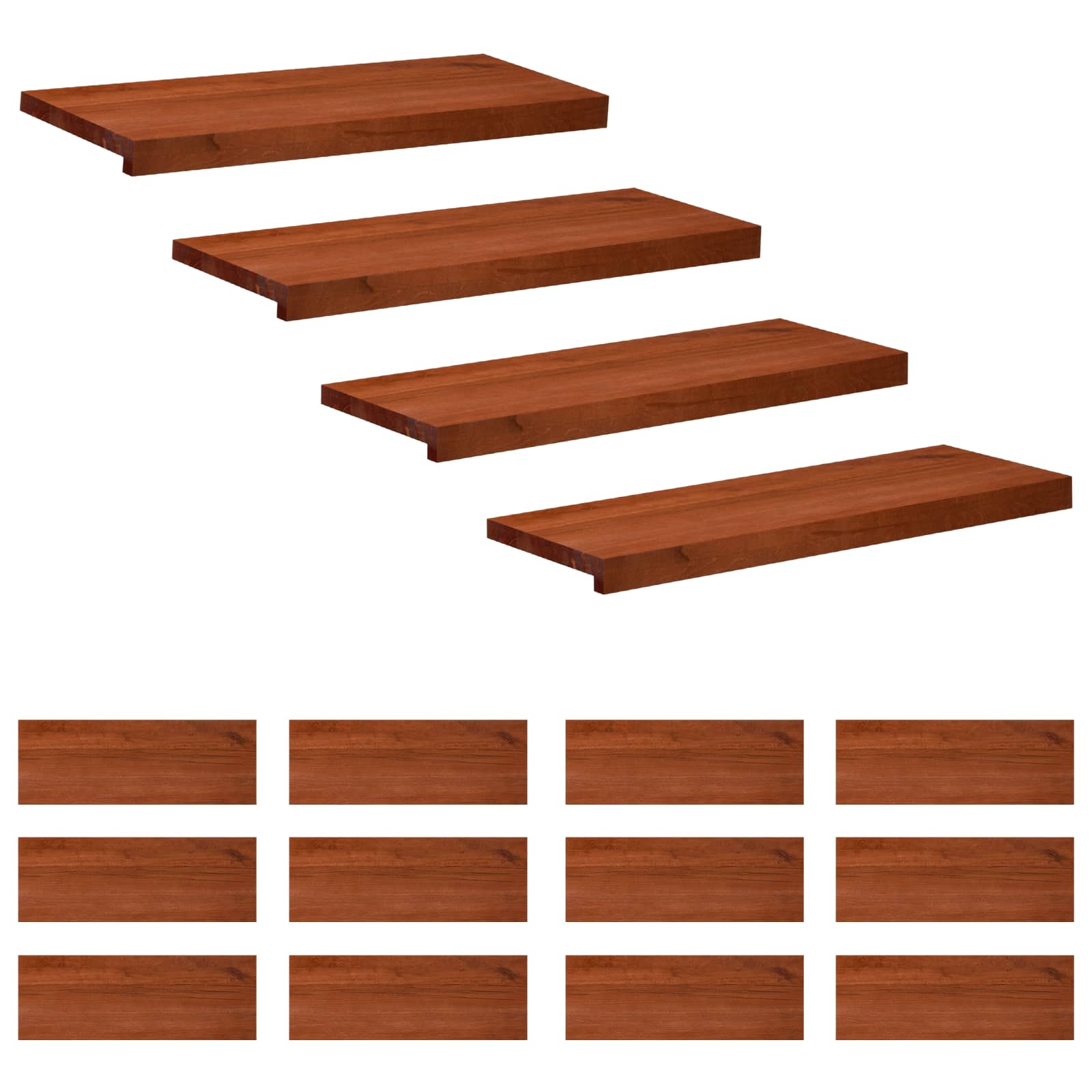 Treppenstufen 16 Stk. 80 X 25 X 2 Cm Braun Massivholz Buche Vidaxl
