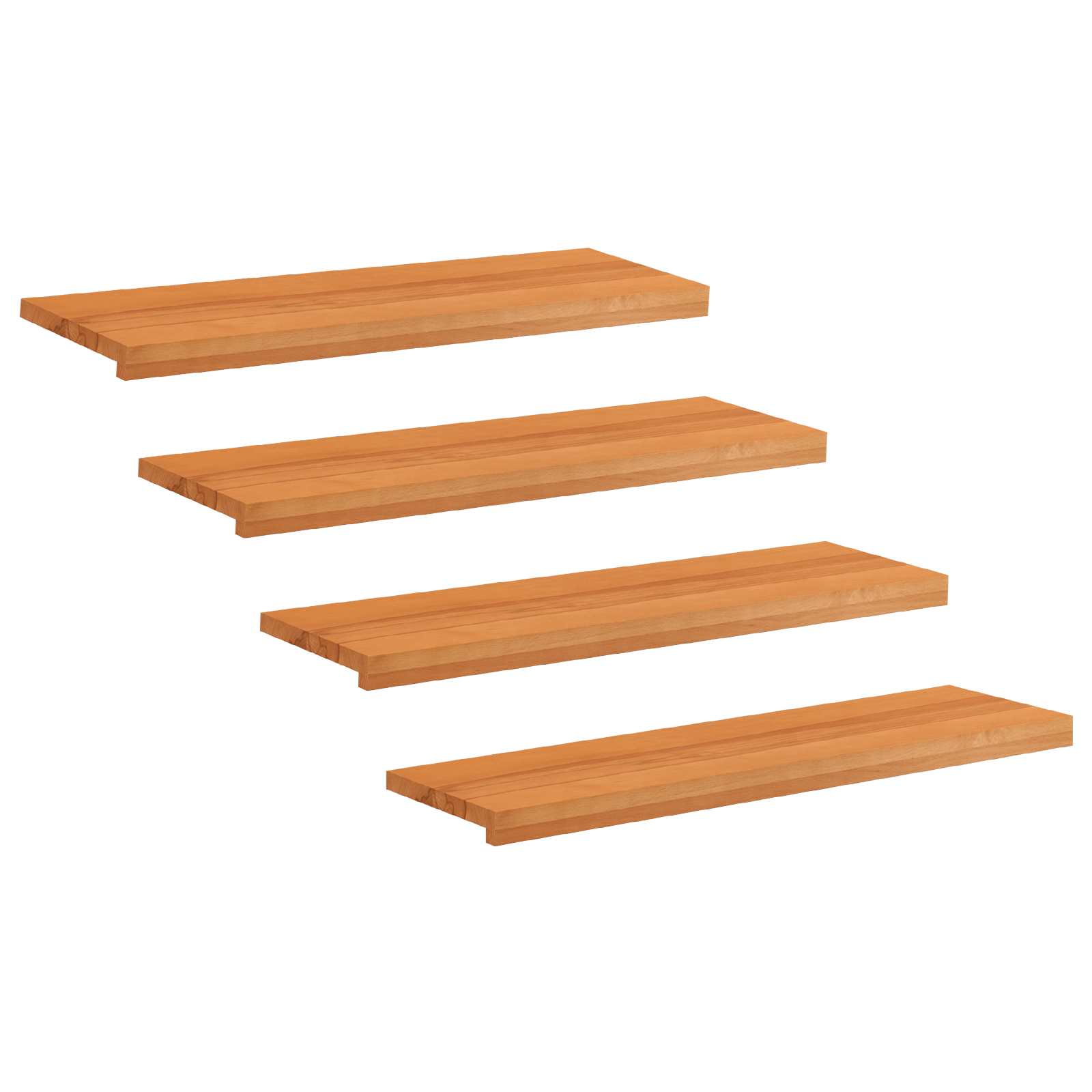 Treppenstufen 4 Stk. 100 X 25 X 2 Cm Hellbraun Massivholz Buche Vidaxl