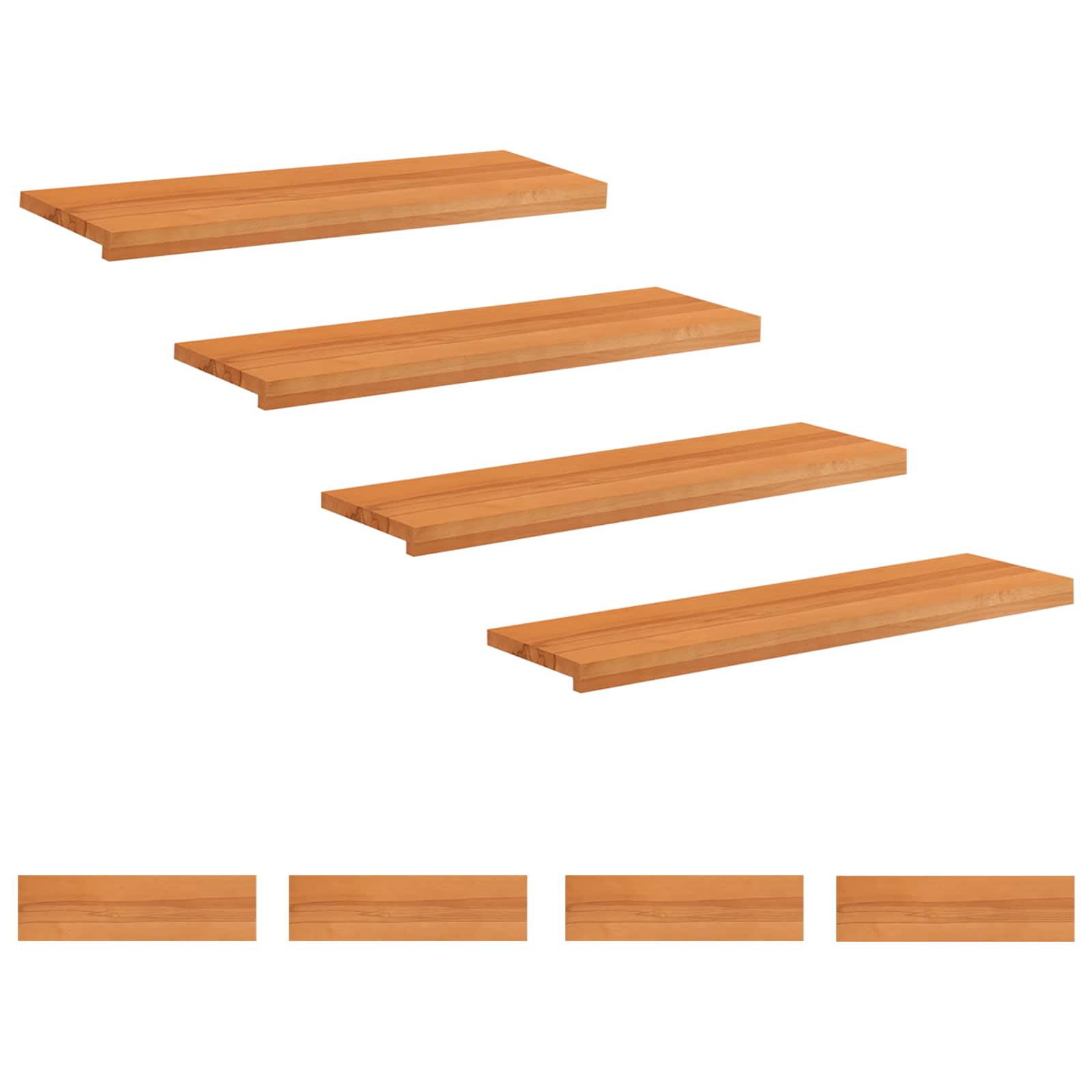 Treppenstufen 8 Stk. 100 X 25 X 2 Cm Hellbraun Massivholz Buche Vidaxl