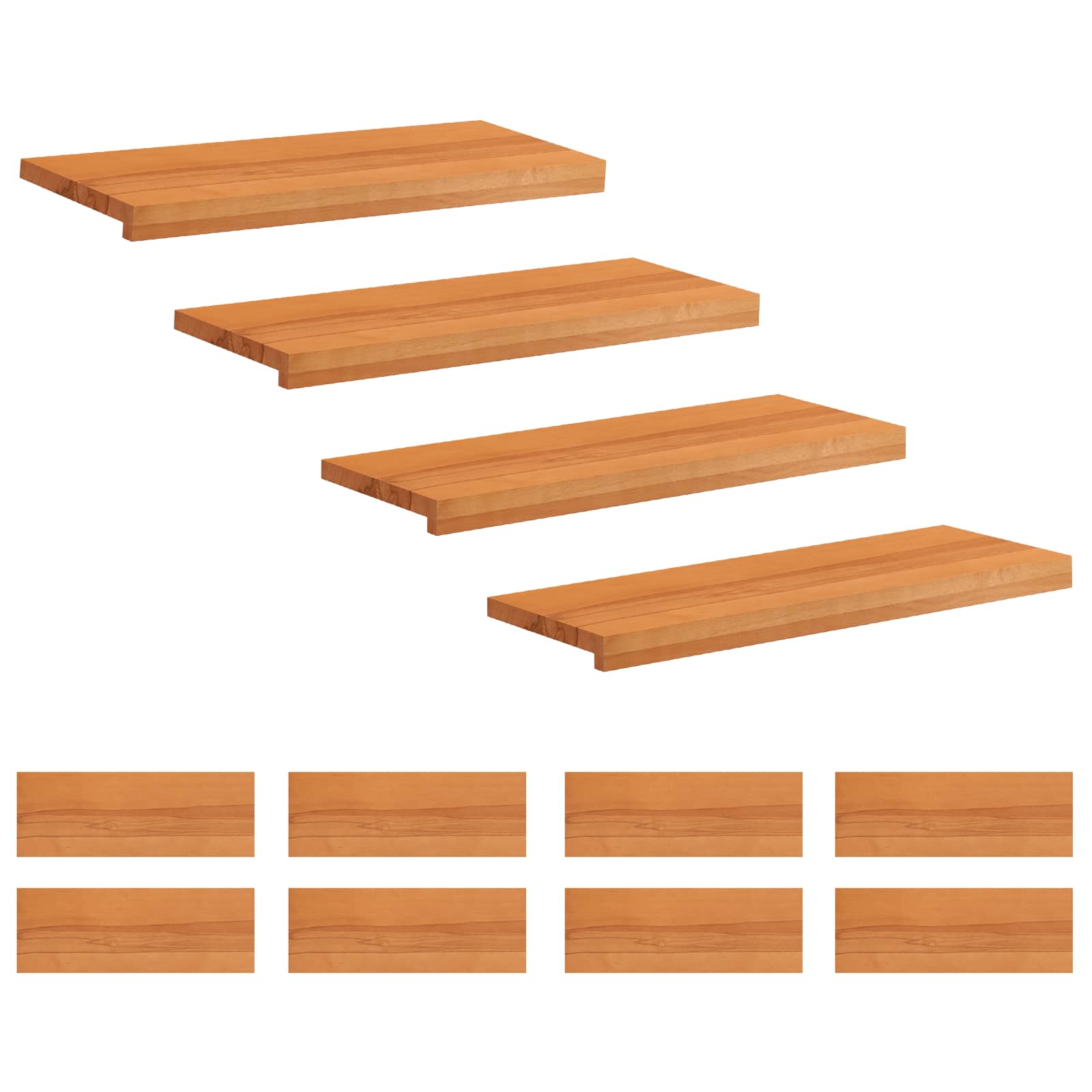 Treppenstufen 12 Stk. 70 X 30 X 2 Cm Hellbraun Massivholz Buche Vidaxl