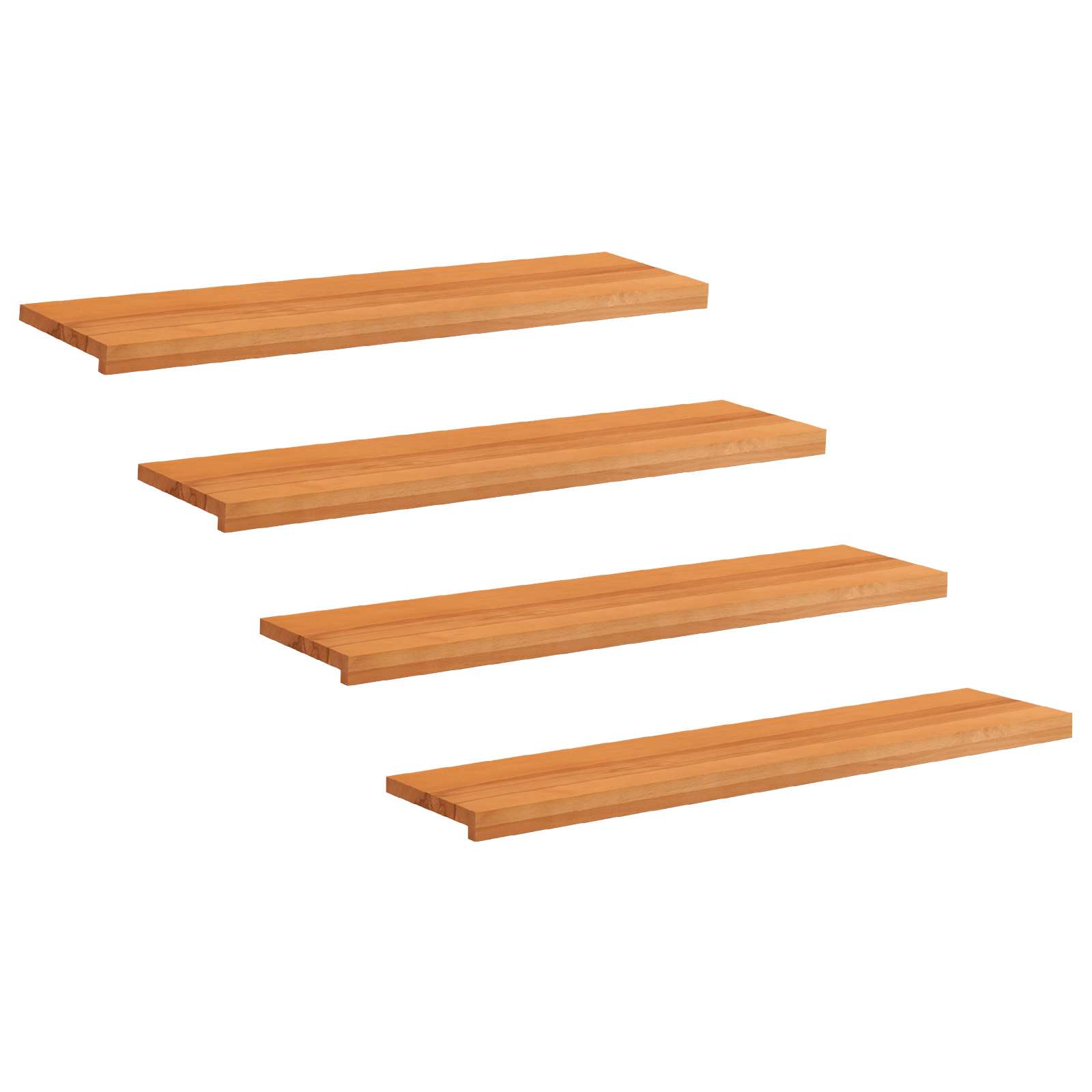 Treppenstufen 4 Stk. 120 X 30 X 2 Cm Hellbraun Massivholz Buche Vidaxl