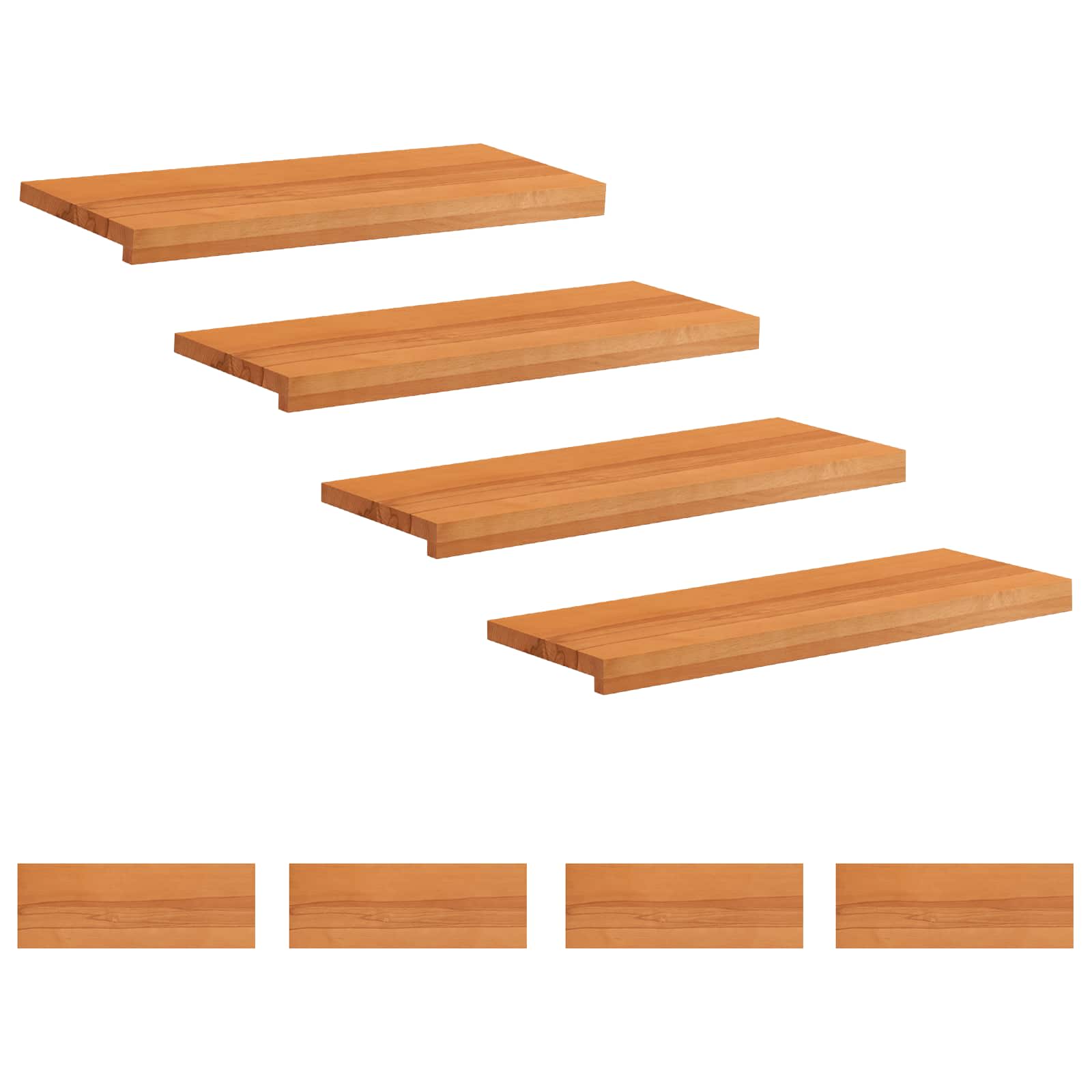 Treppenstufen 8 Stk. 80 X 25 X 2 Cm Hellbraun Massivholz Buche Vidaxl