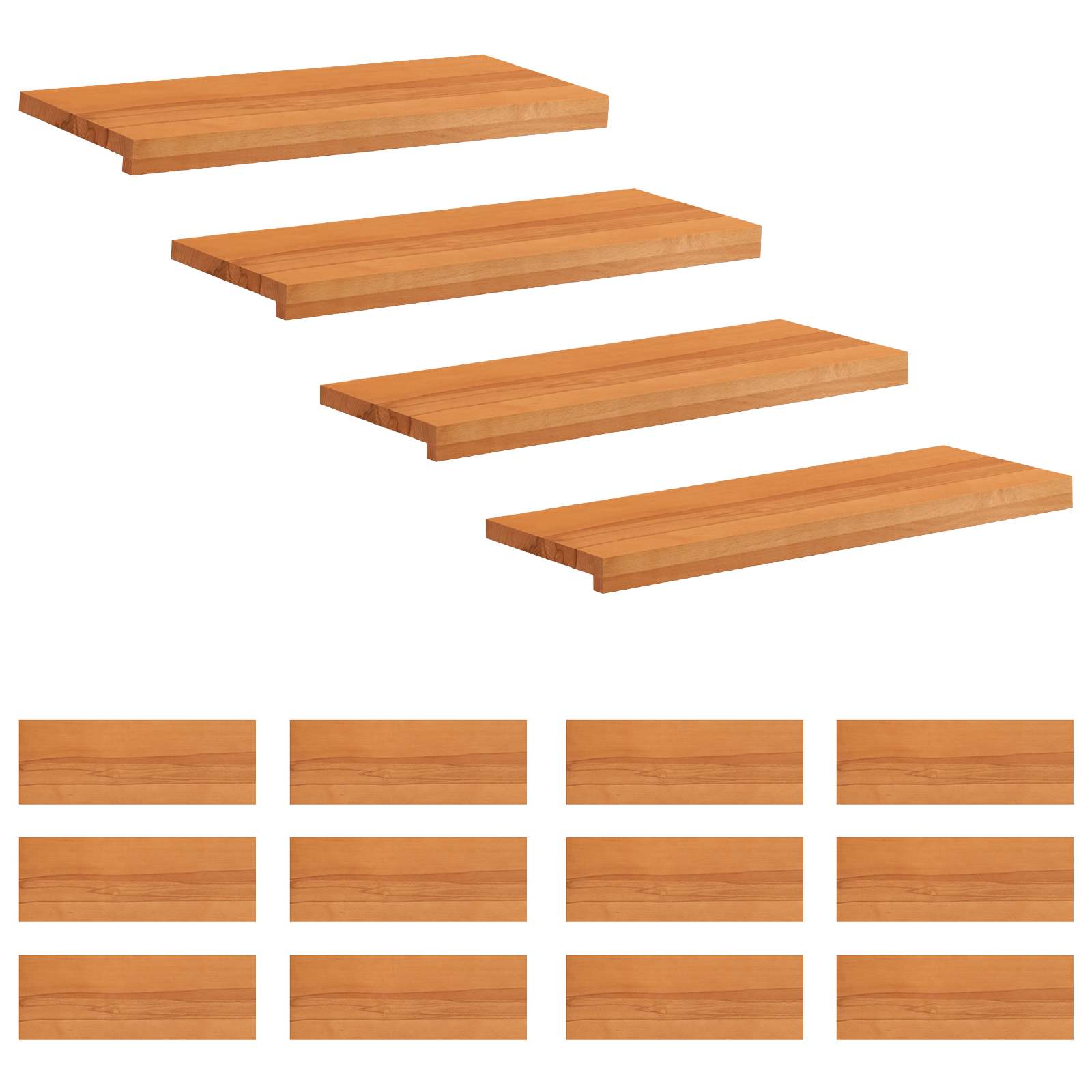 Treppenstufen 16 Stk. 80 X 30 X 2 Cm Hellbraun Massivholz Buche Vidaxl
