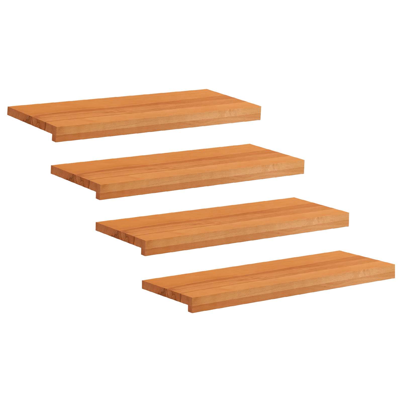 Treppenstufen 4 Stk. 80 X 30 X 2 Cm Hellbraun Massivholz Buche Vidaxl