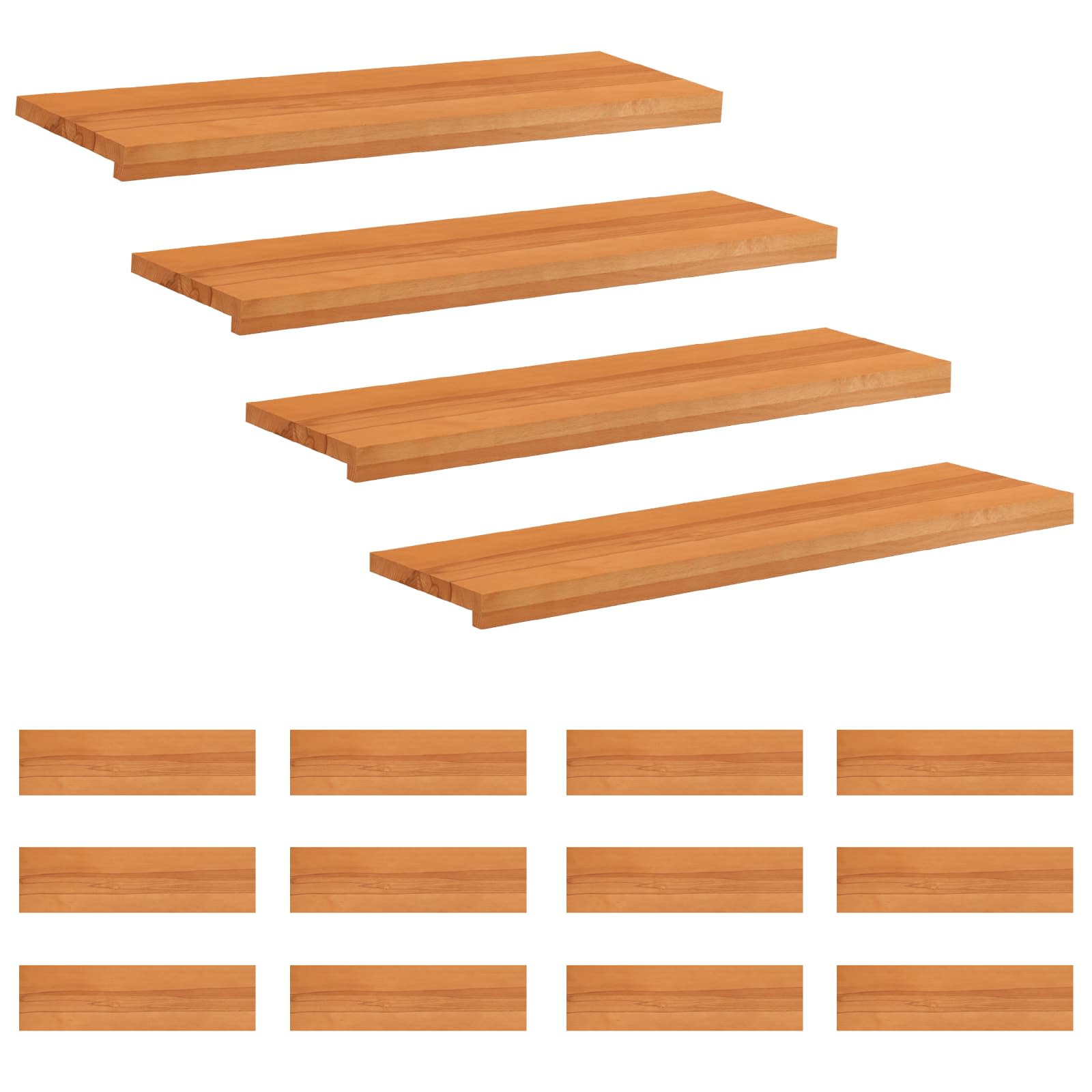 Treppenstufen 16 Stk. 90 X 25 X 2 Cm Hellbraun Massivholz Buche Vidaxl