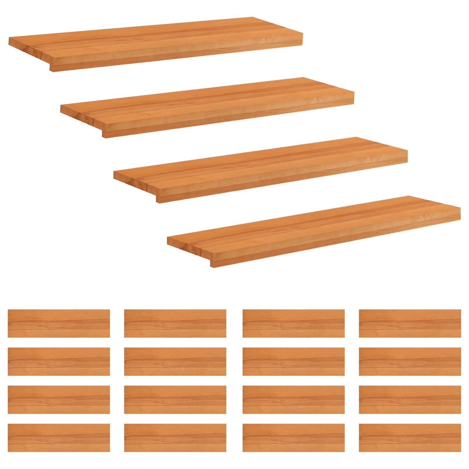 Treppenstufen 20 Stk. 90 X 25 X 2 Cm Hellbraun Massivholz Buche Vidaxl