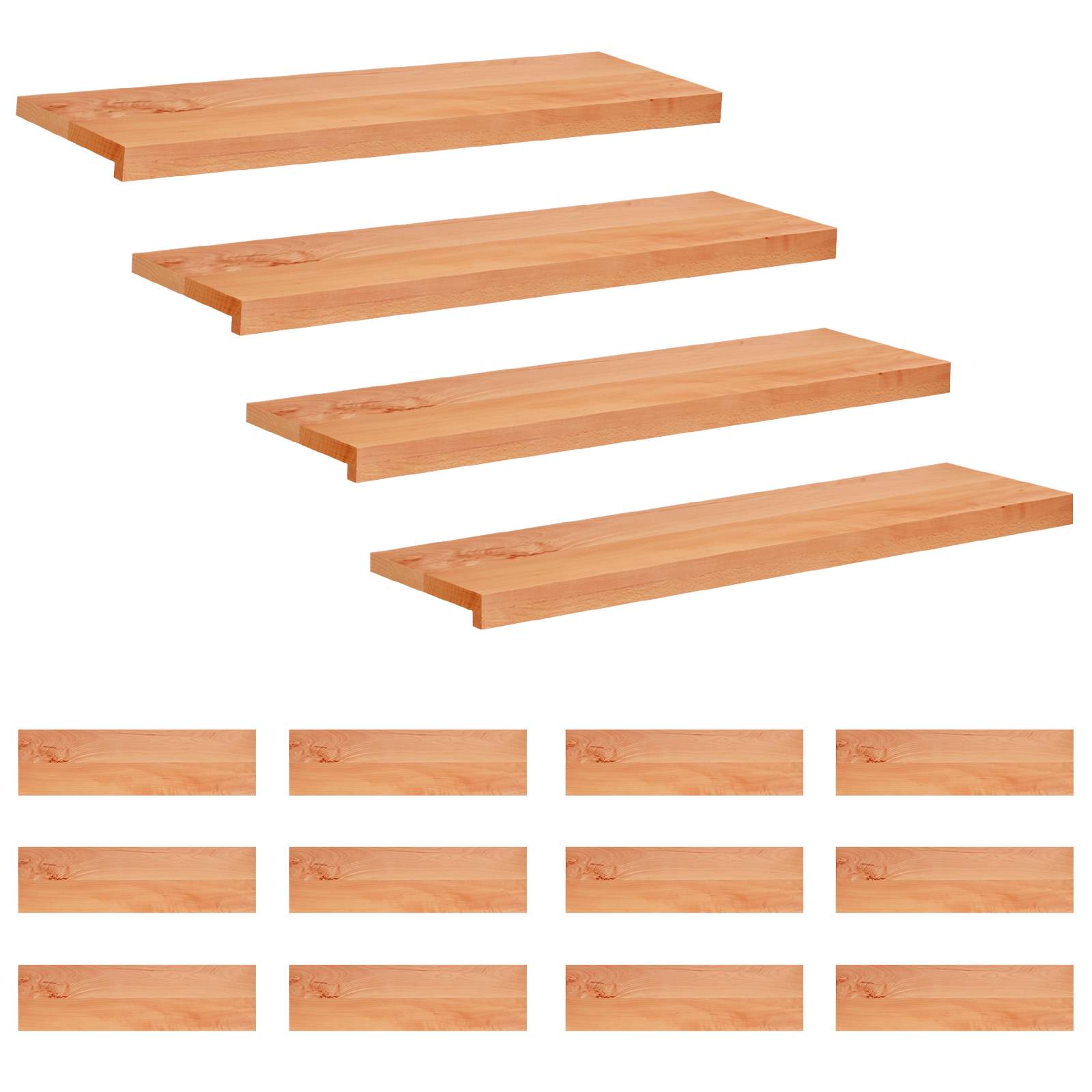 Treppenstufen 16 Stk. 100 X 30 X 2 Cm Lack Massivholz Buche Vidaxl