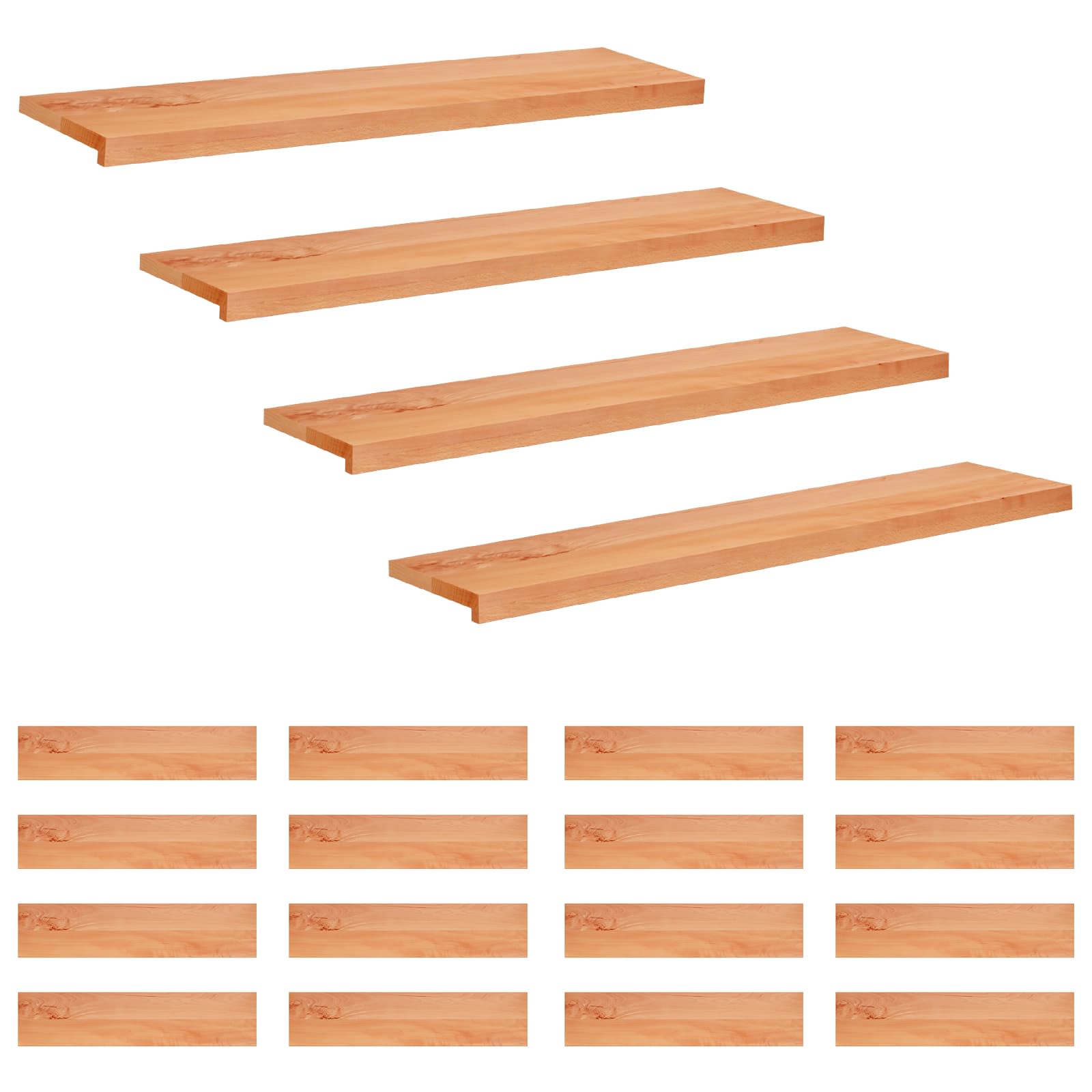 Treppenstufen 20 Stk. 110 X 25 X 2 Cm Lack Massivholz Buche Vidaxl