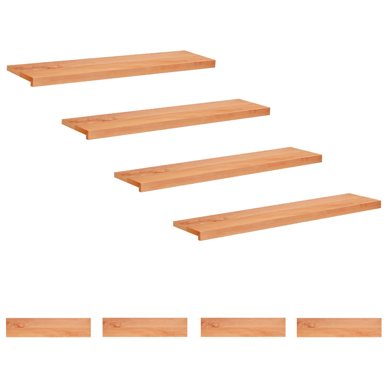 Treppenstufen 8 Stk. 110 X 25 X 2 Cm Lack Massivholz Buche Vidaxl