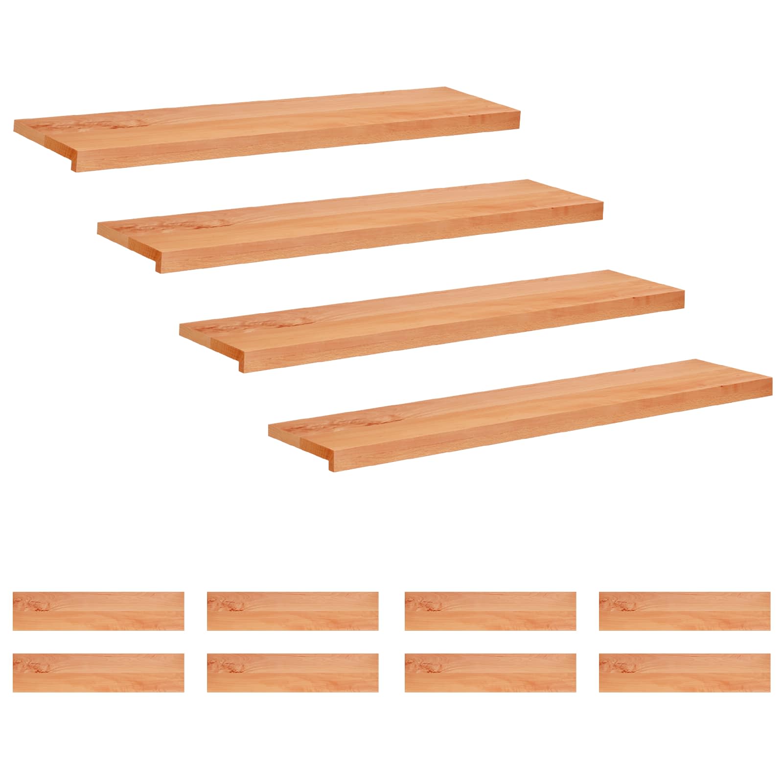 Treppenstufen 12 Stk. 110 X 30 X 2 Cm Lack Massivholz Buche Vidaxl