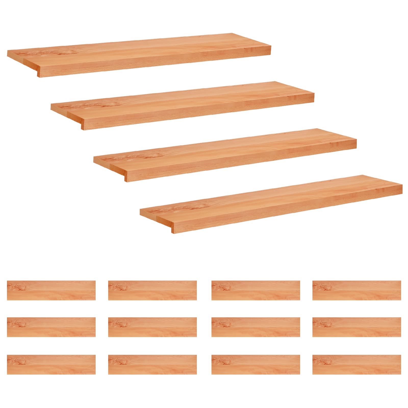 Treppenstufen 16 Stk. 110 X 30 X 2 Cm Lack Massivholz Buche Vidaxl
