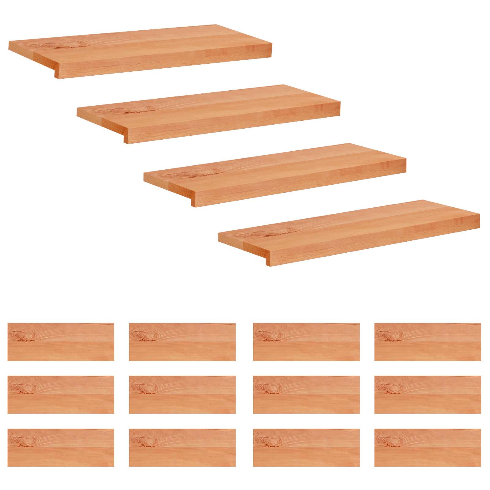 Treppenstufen 16 Stk. 80 X 25 X 2 Cm Lack Massivholz Buche Vidaxl