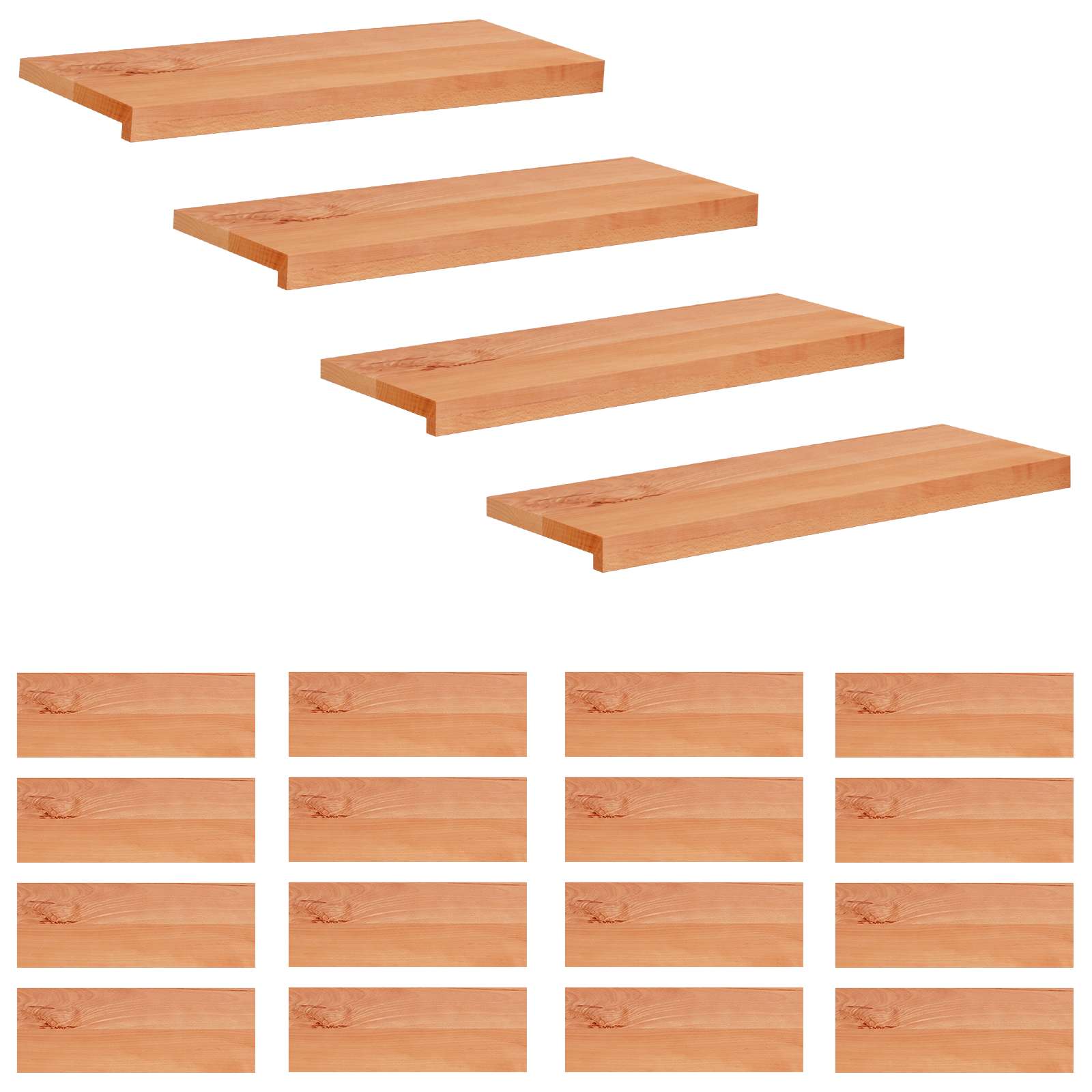 Treppenstufen 20 Stk. 80 X 25 X 2 Cm Lack Massivholz Buche Vidaxl