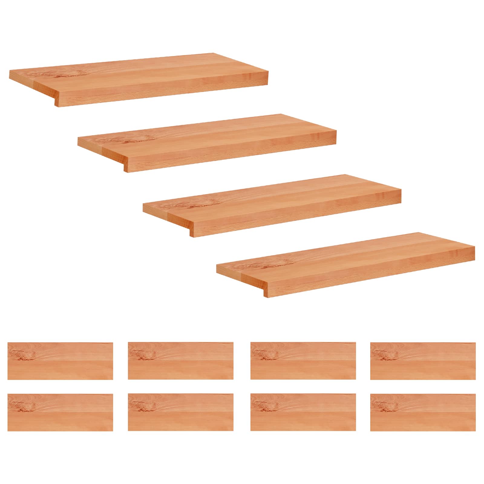 Treppenstufen 12 Stk. 80 X 30 X 2 Cm Lack Massivholz Buche Vidaxl