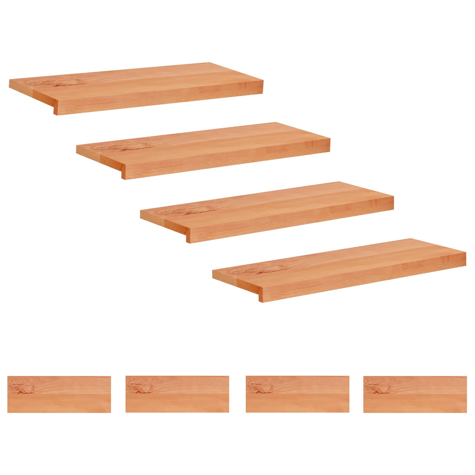 Treppenstufen 8 Stk. 80 X 30 X 2 Cm Lack Massivholz Buche Vidaxl