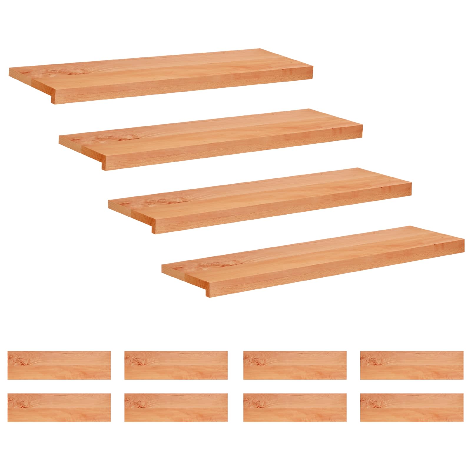 Treppenstufen 12 Stk. 90 X 30 X 2 Cm Lack Massivholz Buche Vidaxl