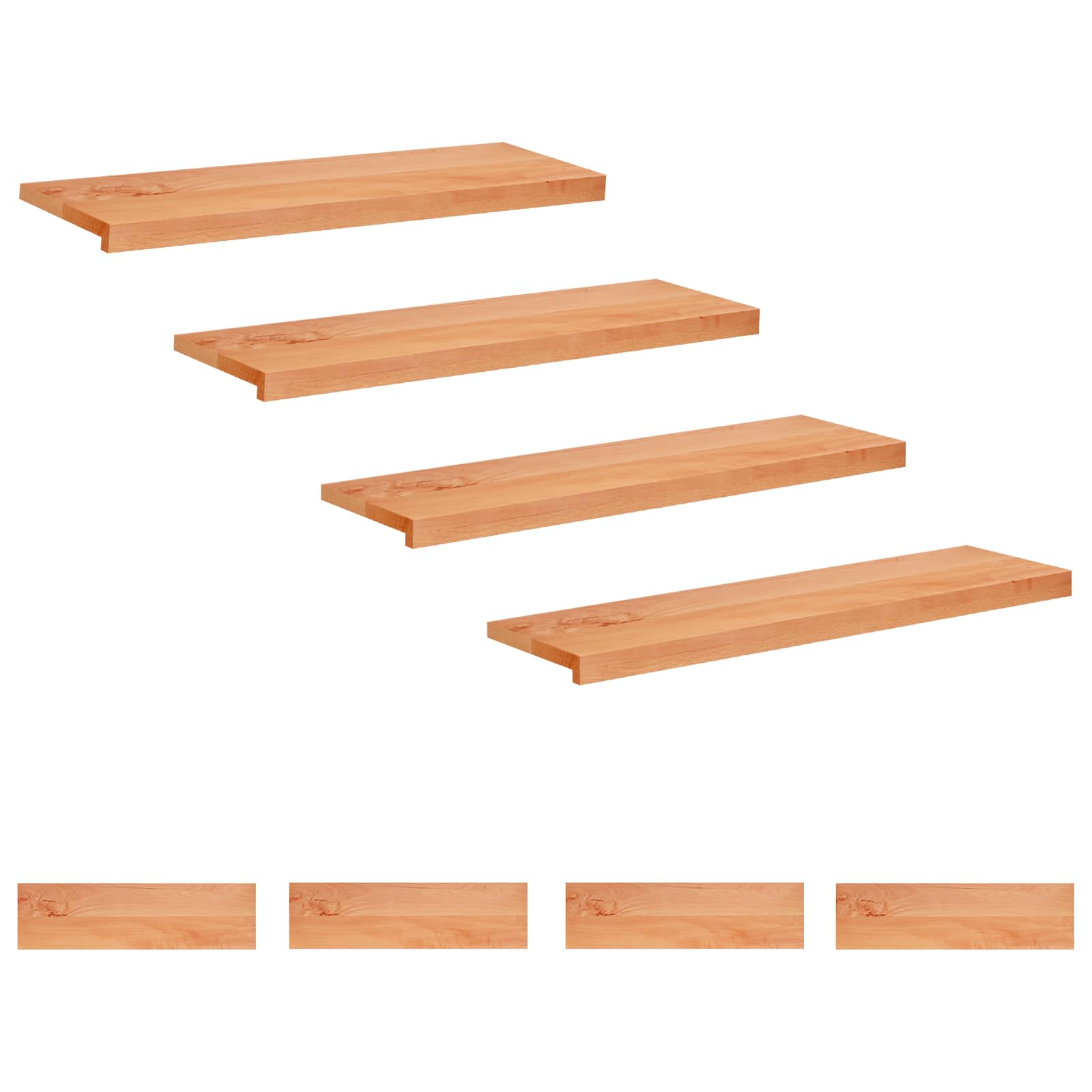 Treppenstufen 8 Stk. 90 X 30 X 2 Cm Lack Massivholz Buche Vidaxl