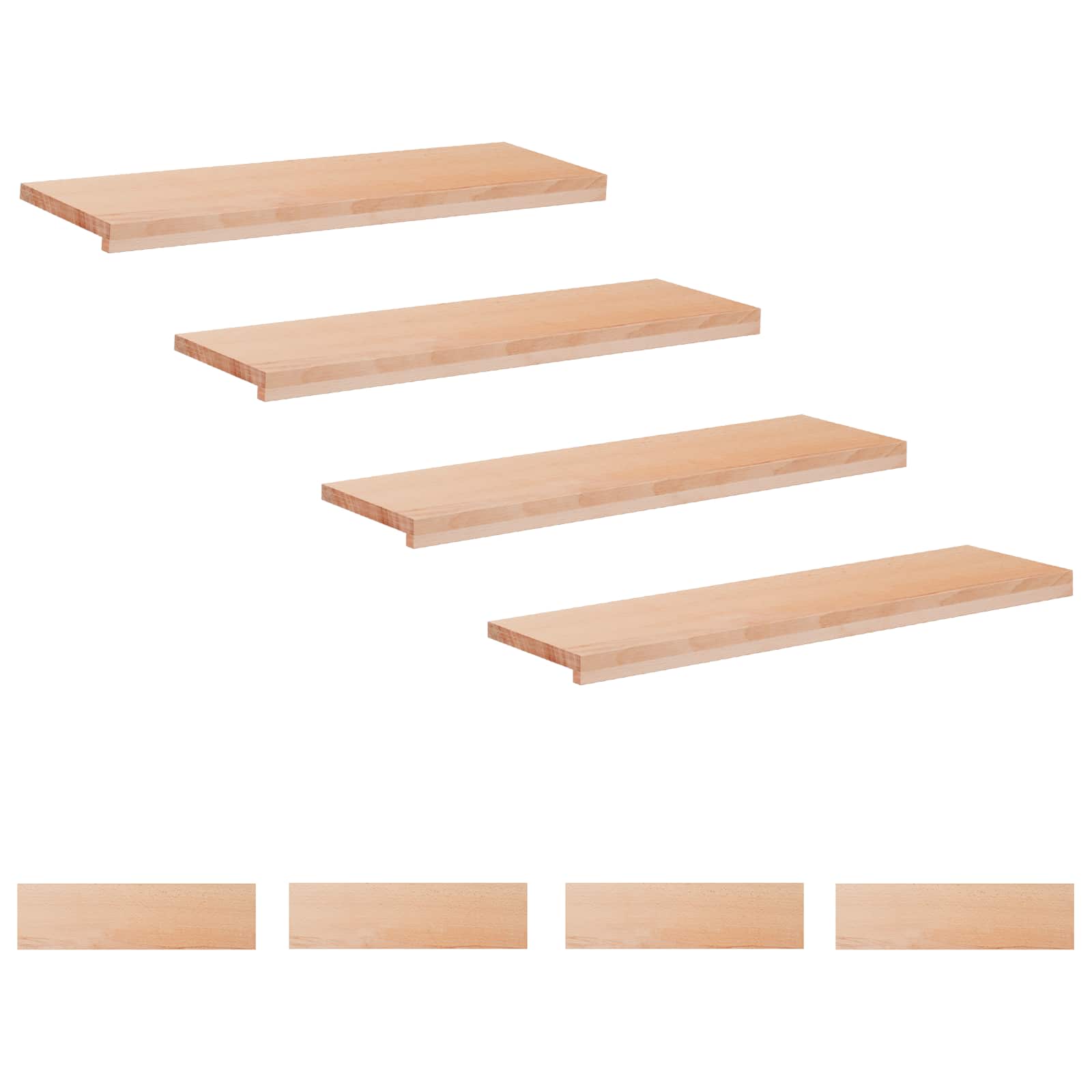 Treppenstufen 8 Stk. 100 X 25 X 2 Cm Natur Massivholz Buche Vidaxl