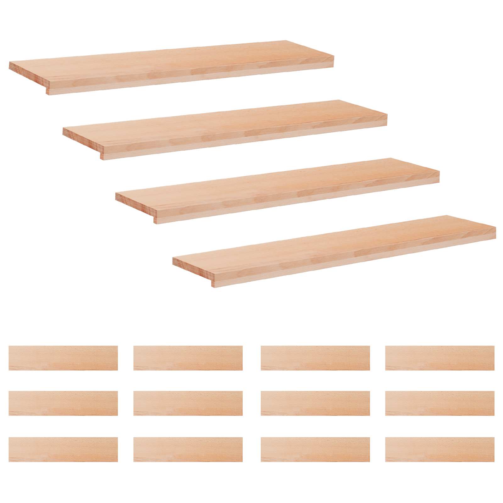 Treppenstufen 16 Stk. 110 X 25 X 2 Cm Natur Massivholz Buche Vidaxl