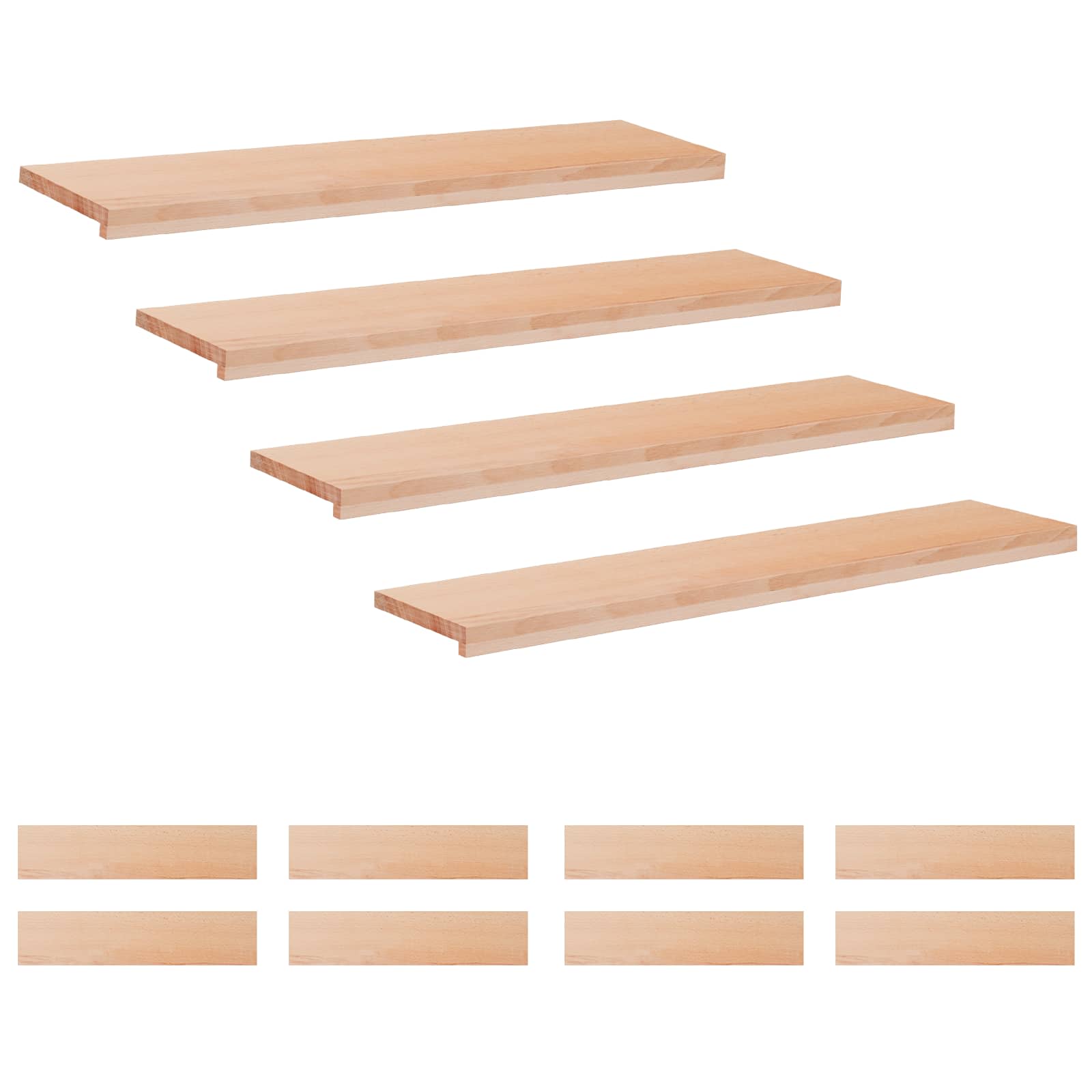 Treppenstufen 12 Stk. 110 X 30 X 2 Cm Natur Massivholz Buche Vidaxl