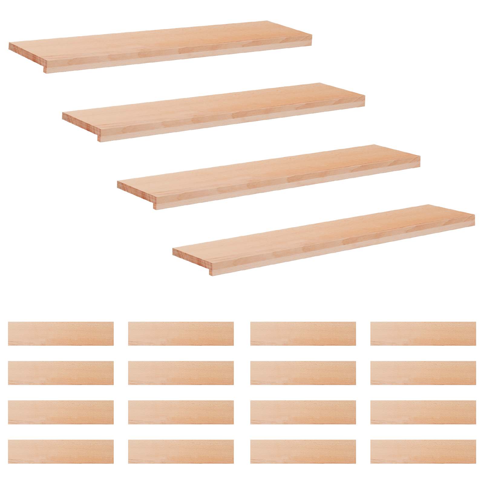 Treppenstufen 20 Stk. 120 X 30 X 2 Cm Natur Massivholz Buche Vidaxl