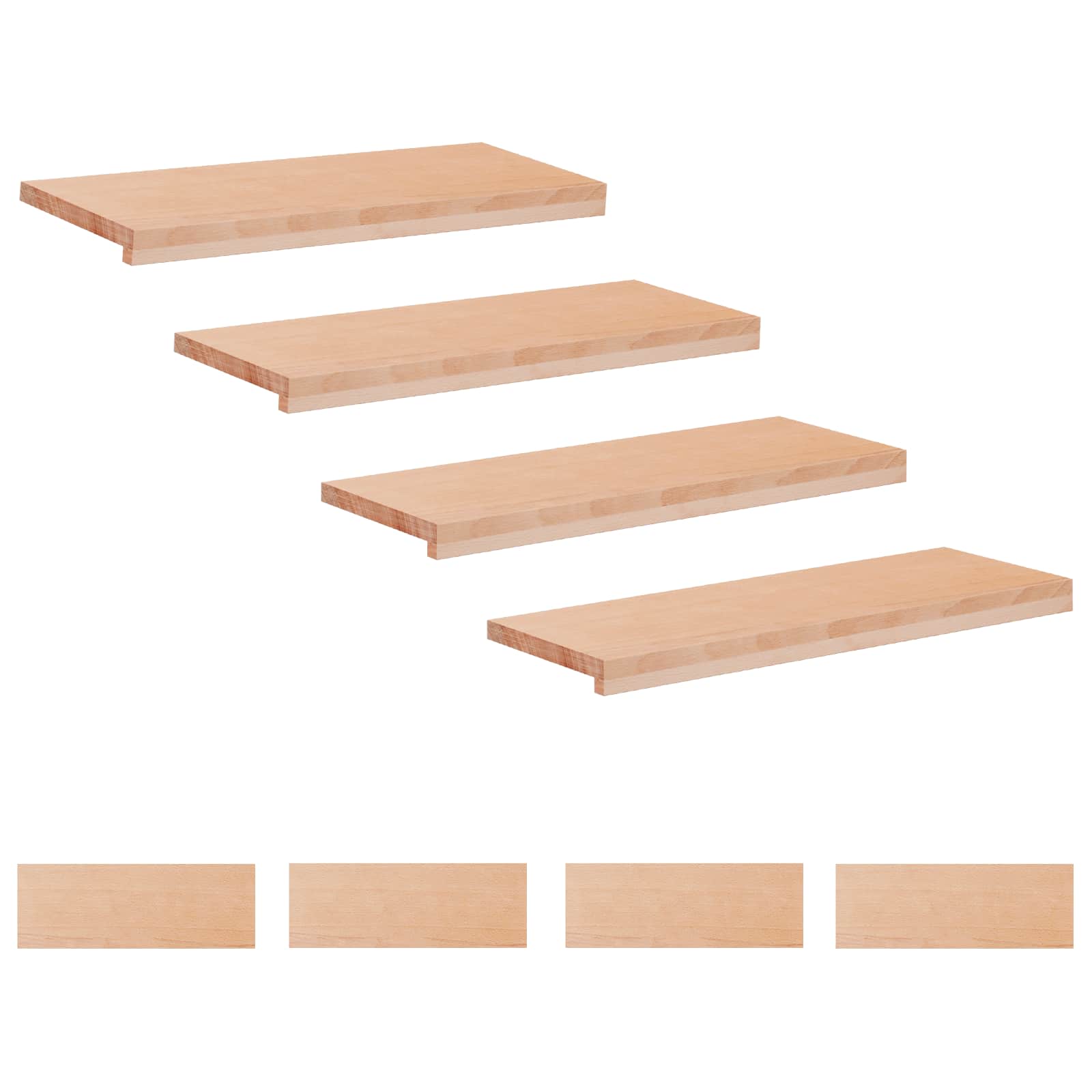 Treppenstufen 8 Stk. 70 X 25 X 2 Cm Natur Massivholz Buche Vidaxl