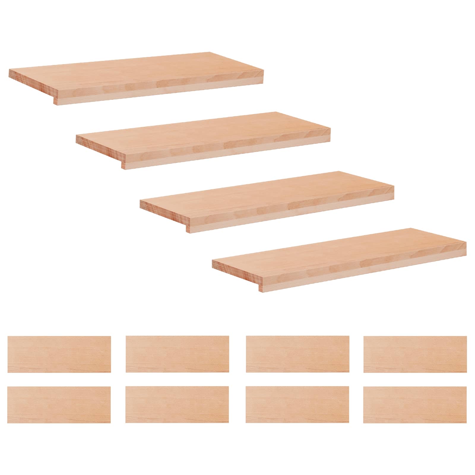 Treppenstufen 12 Stk. 80 X 30 X 2 Cm Natur Massivholz Buche Vidaxl