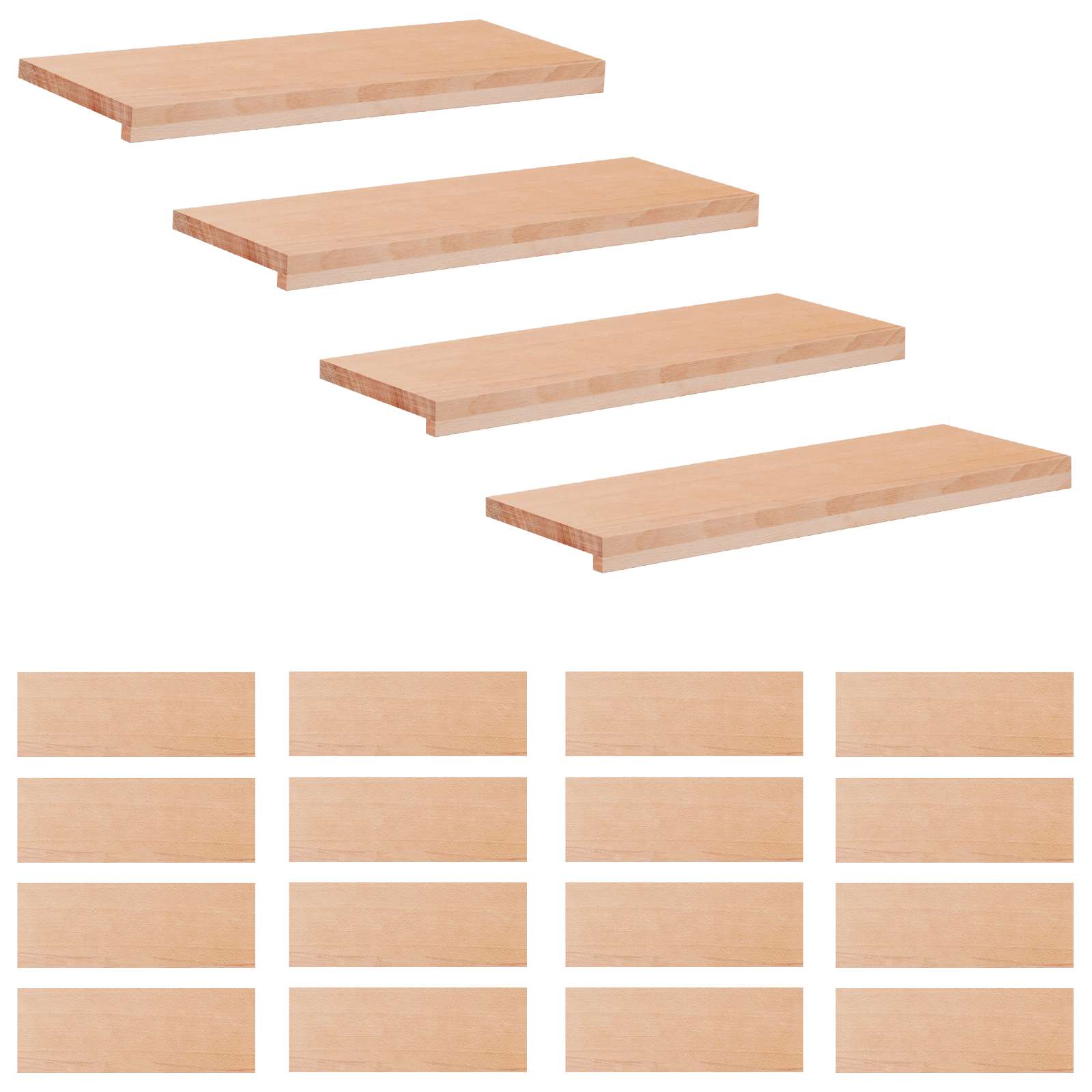 Treppenstufen 20 Stk. 80 X 30 X 2 Cm Natur Massivholz Buche Vidaxl