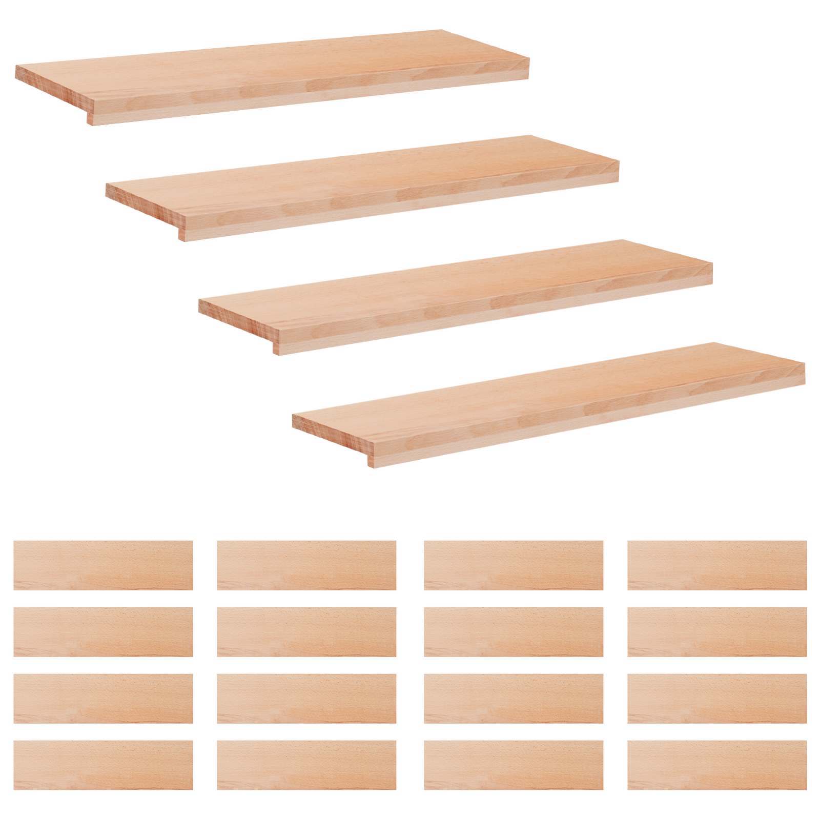 Treppenstufen 20 Stk. 90 X 25 X 2 Cm Natur Massivholz Buche Vidaxl
