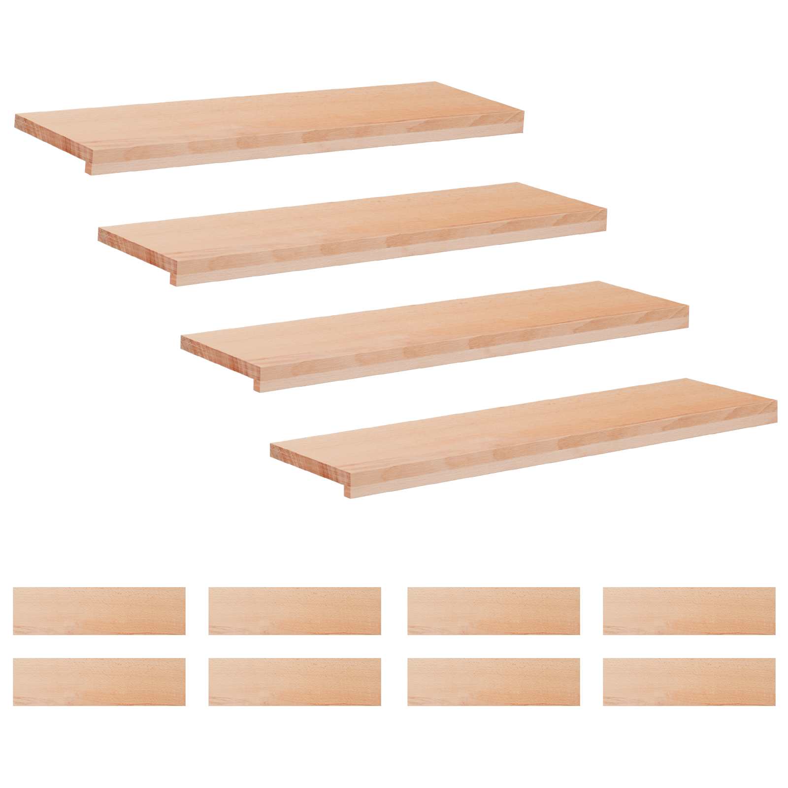 Treppenstufen 12 Stk. 90 X 30 X 2 Cm Natur Massivholz Buche Vidaxl