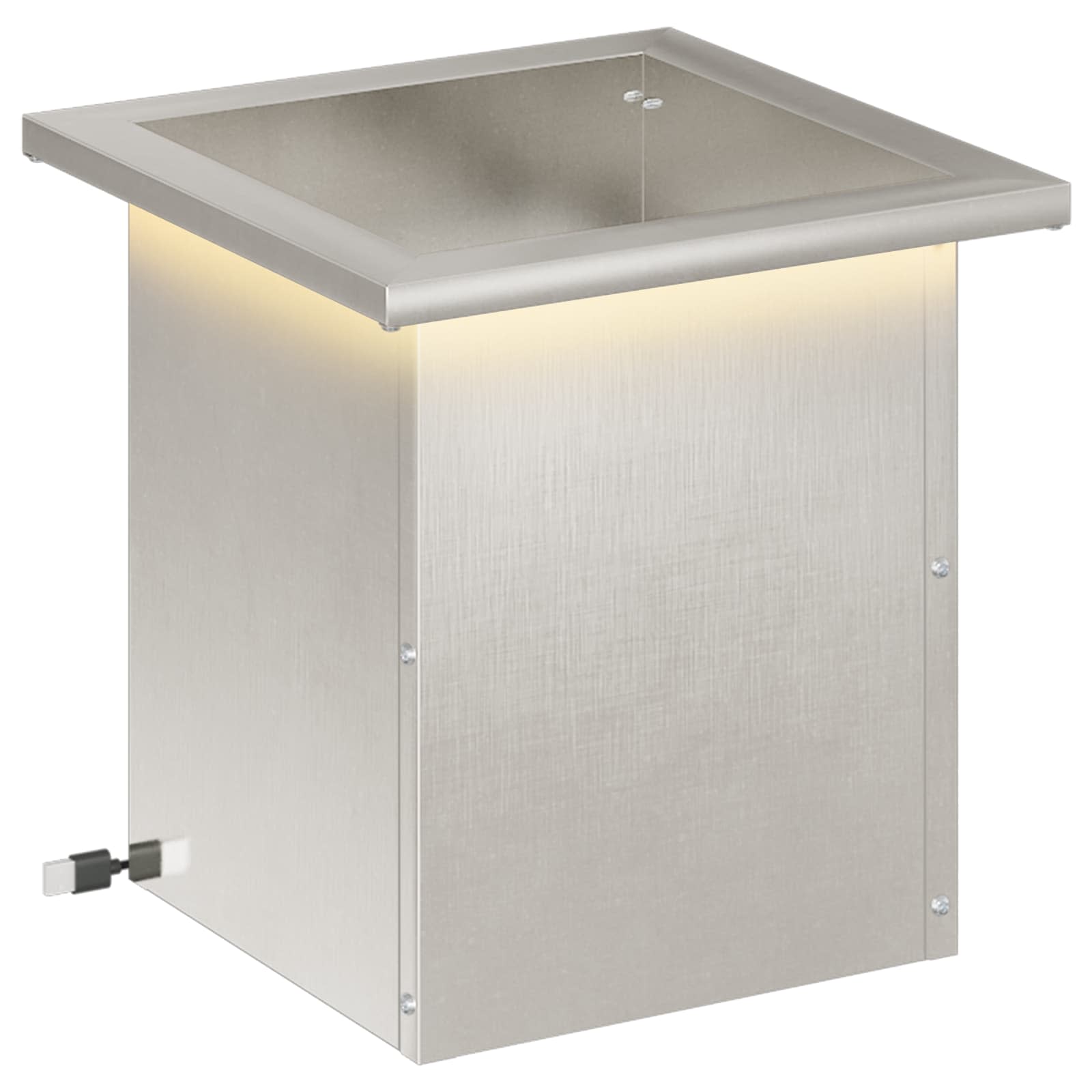 Garten-pflanzkübel Mit Led Silber 30 X 30 X 30 Cm Edelstahl Vidaxl