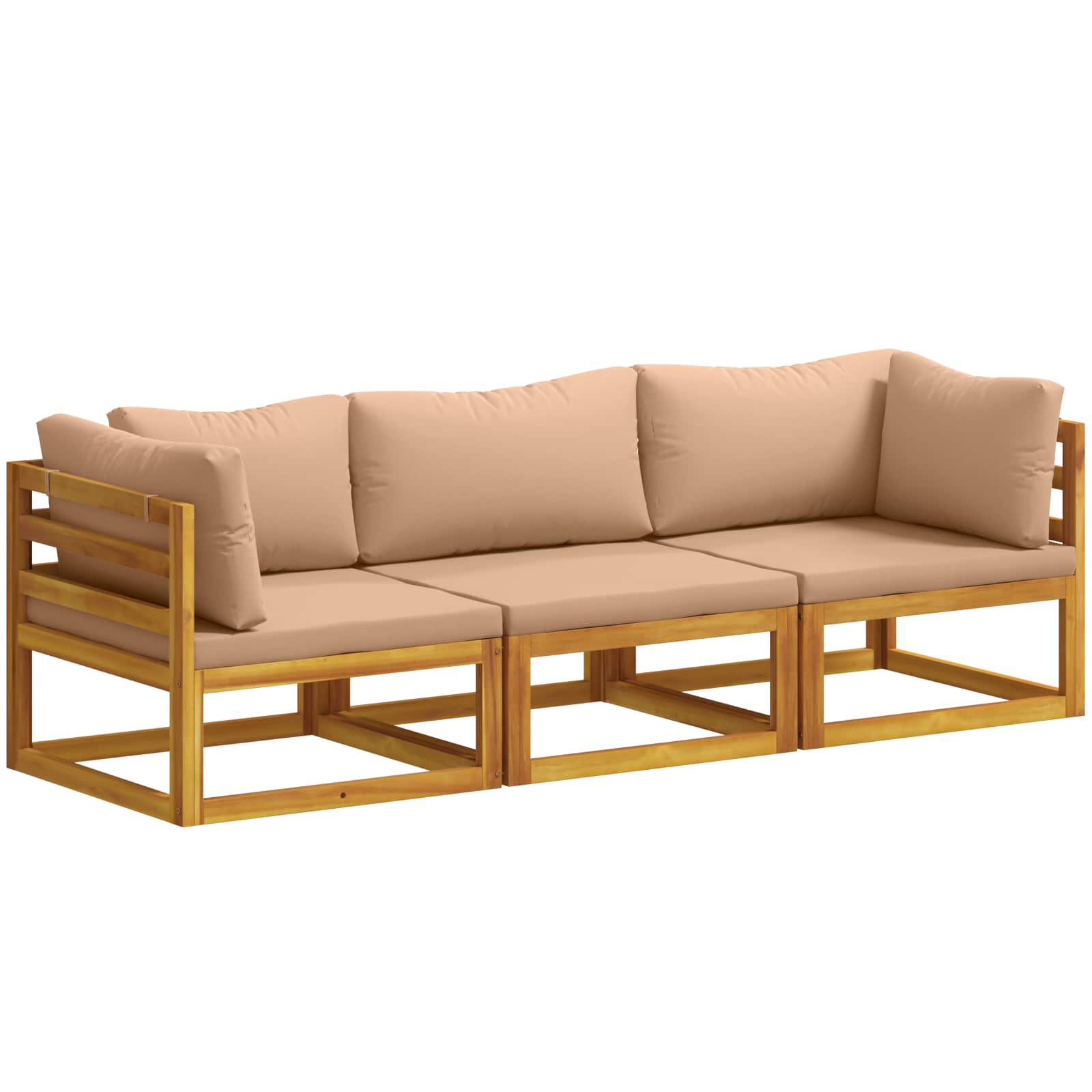 Sofa-set 3 Stk. Natur Massivholz Akazie Vidaxl