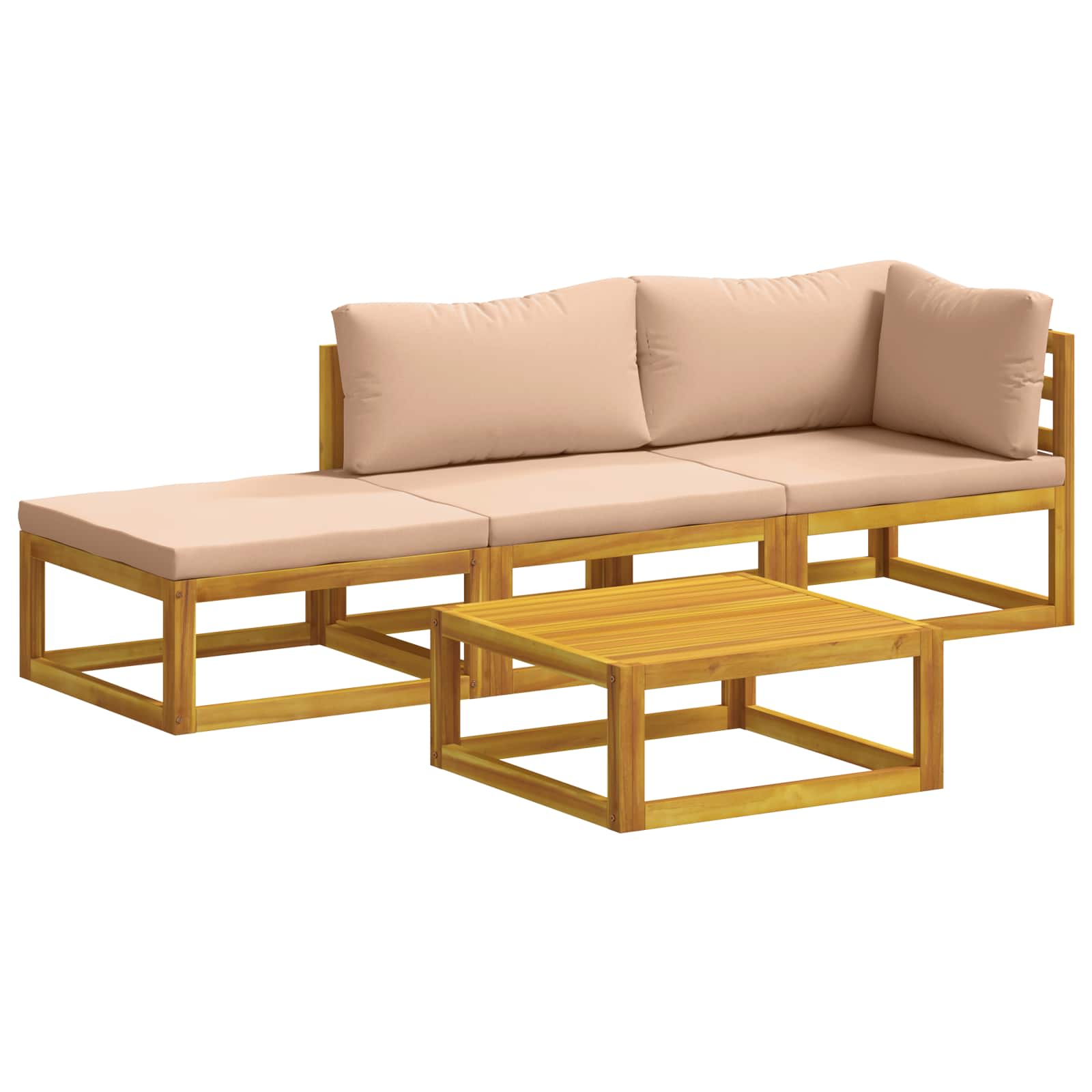 Sofa-set 4 Stk. Natur Massivholz Akazie Vidaxl