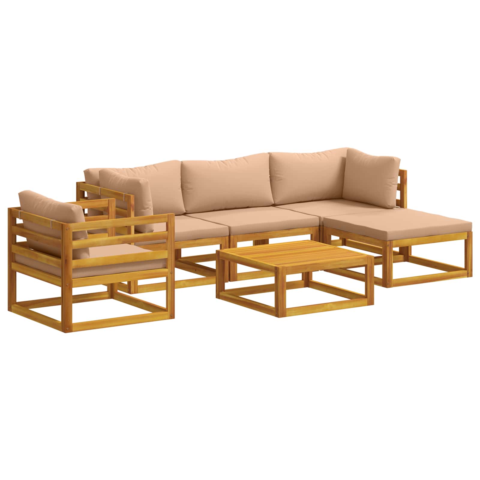 Sofa-set 6 Stk. Natur Massivholz Akazie Vidaxl