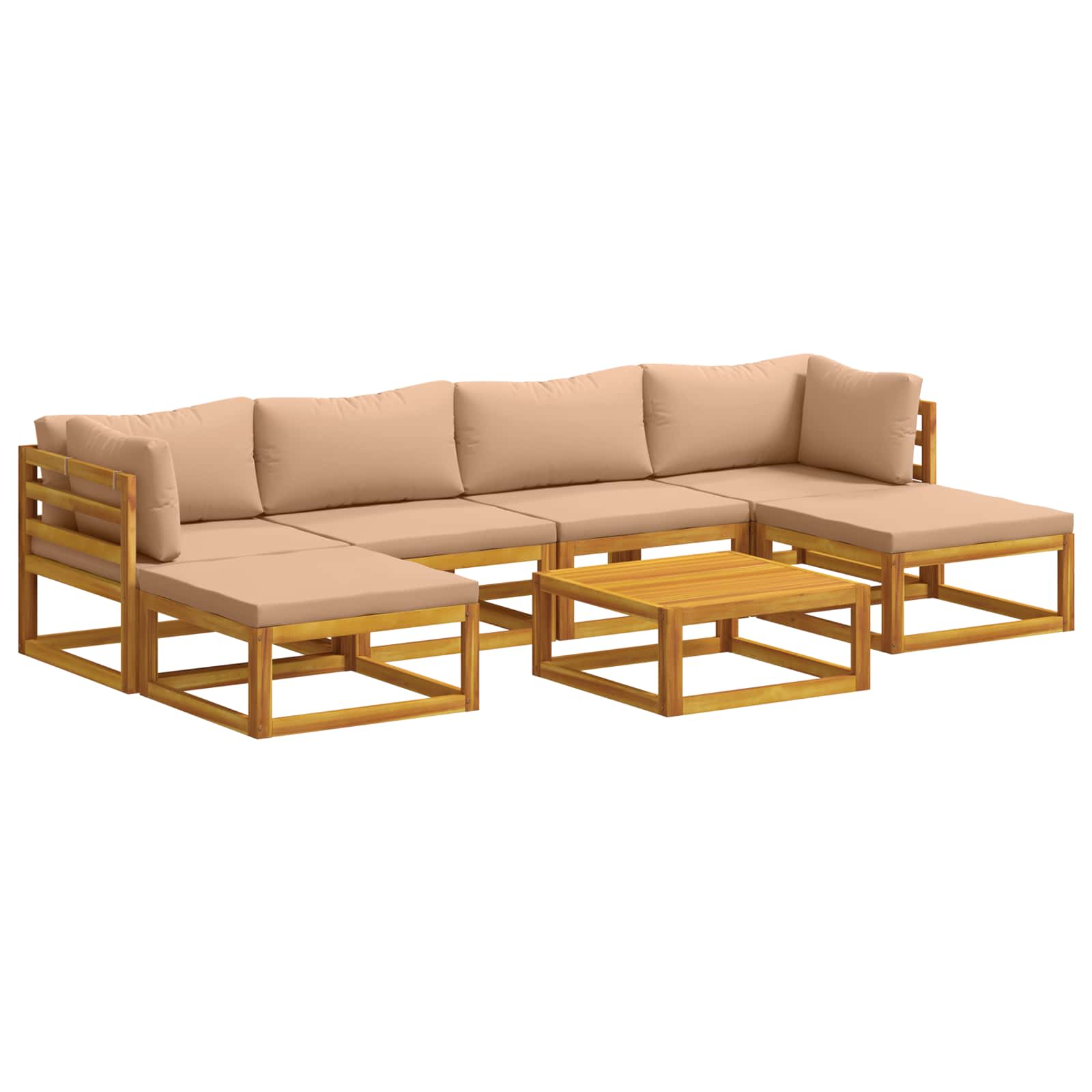 Sofa-set 7 Stk. Natur Massivholz Akazie Vidaxl