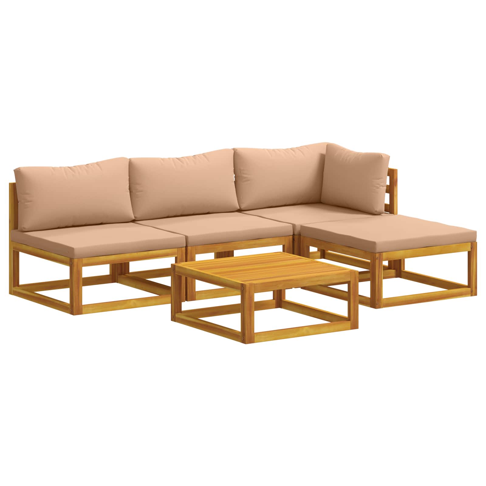 Sofa-set 5 Stk. Natur Massivholz Akazie Vidaxl