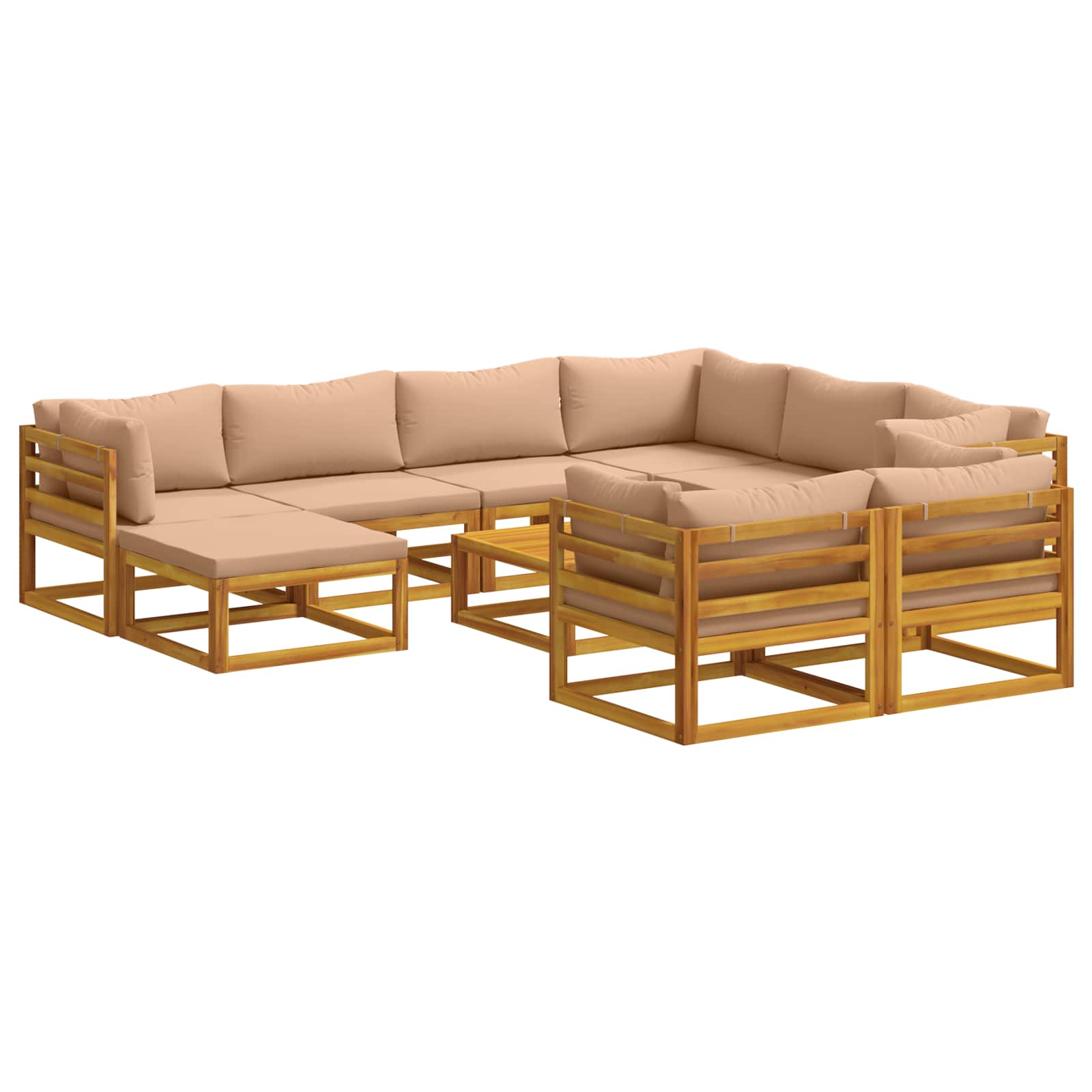 Sofa-set 10 Stk. Natur Massivholz Akazie Vidaxl