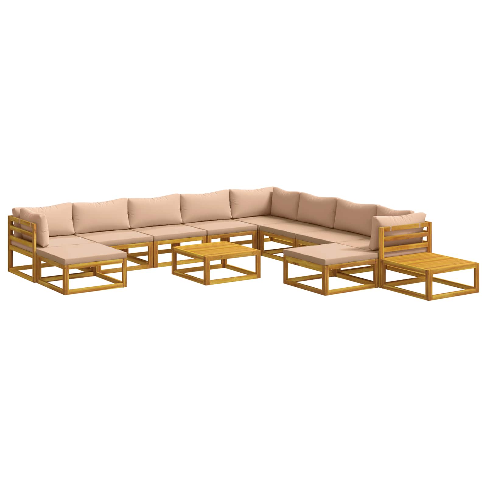 Sofa-set 12 Stk. Natur Massivholz Akazie Vidaxl