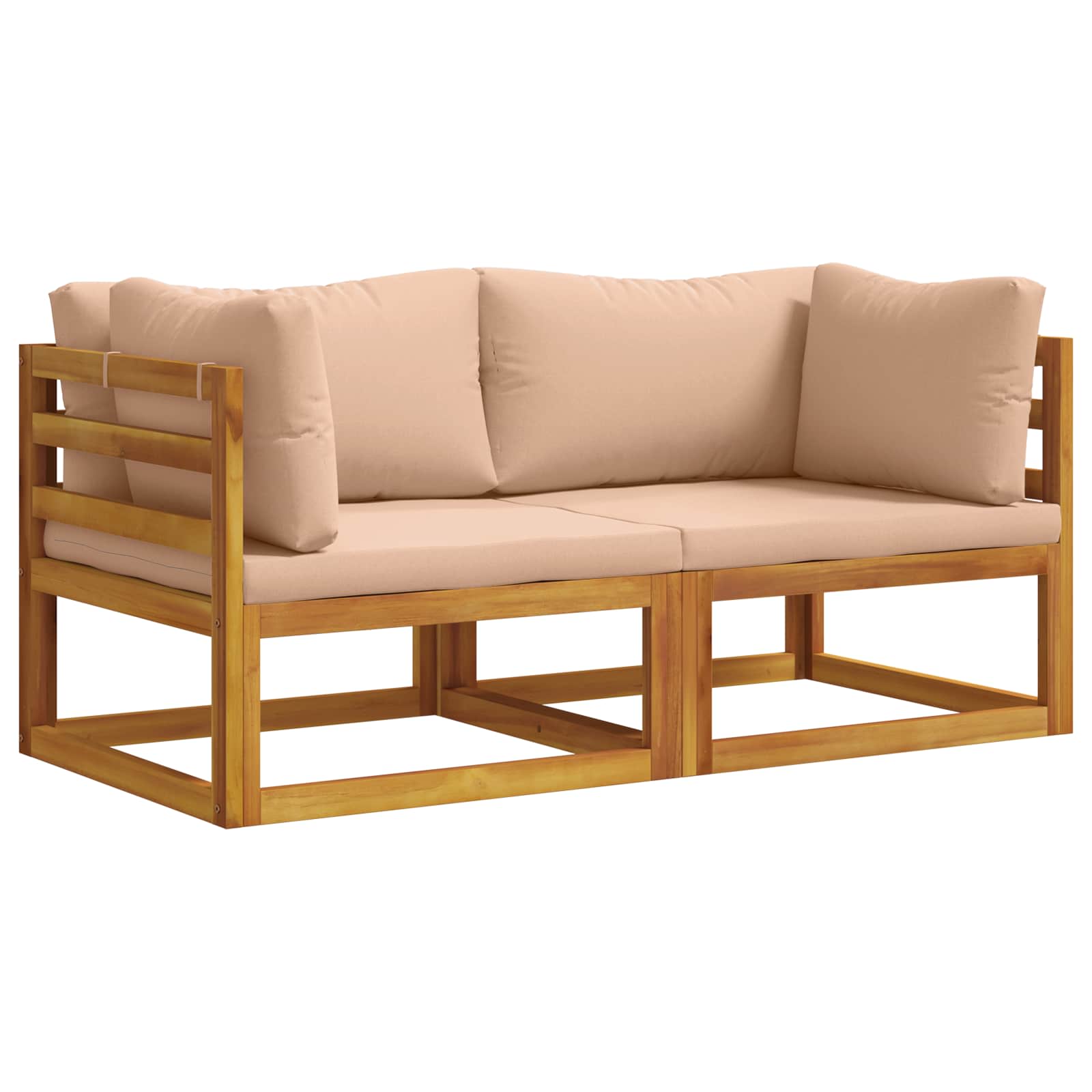 2 Stk. Ecksofa Mit Kissen 100 % Polyester Solid-acacia Natur Vidaxl