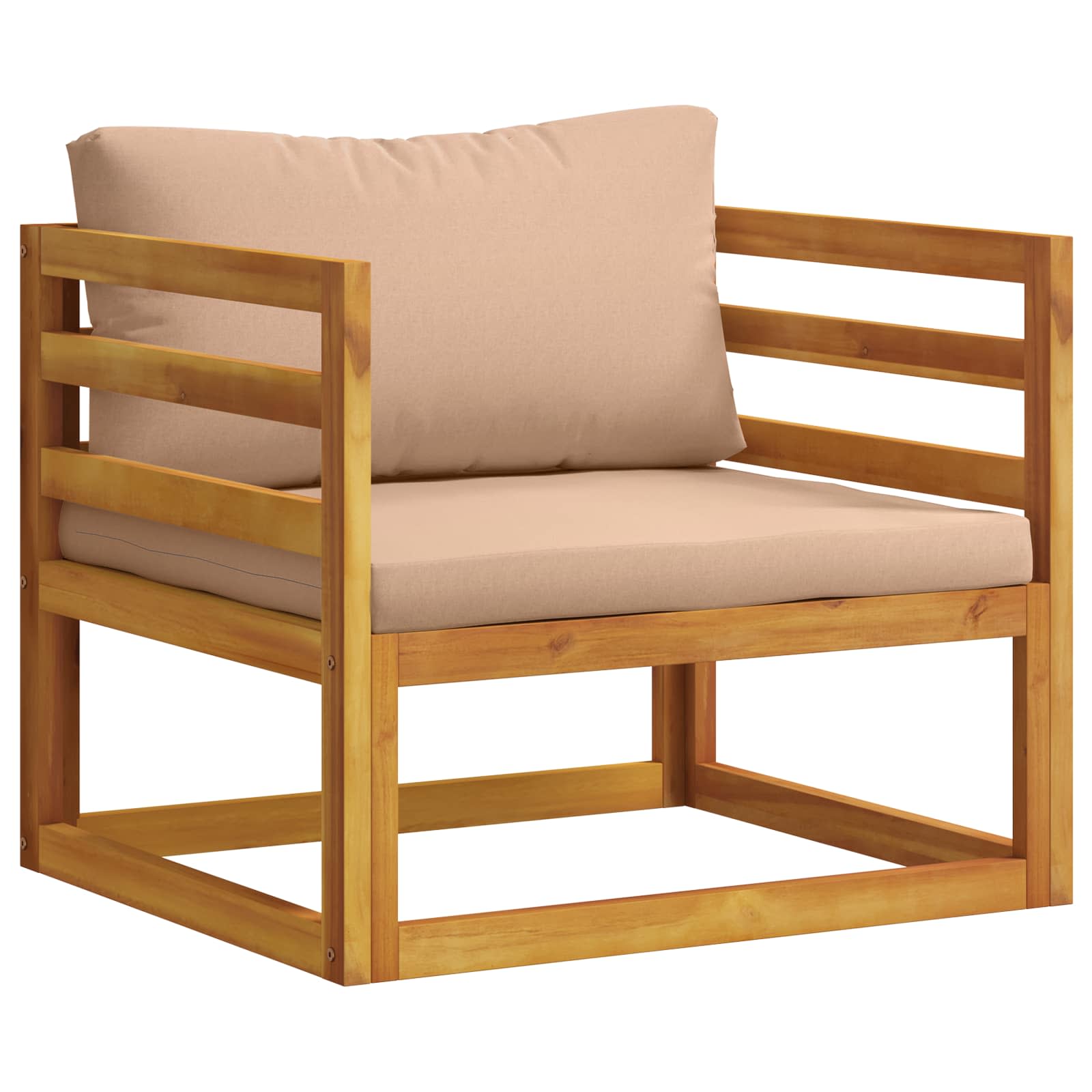 Sofa-element Mit Kissen 100 % Polyester Solid-acacia Natur Vidaxl