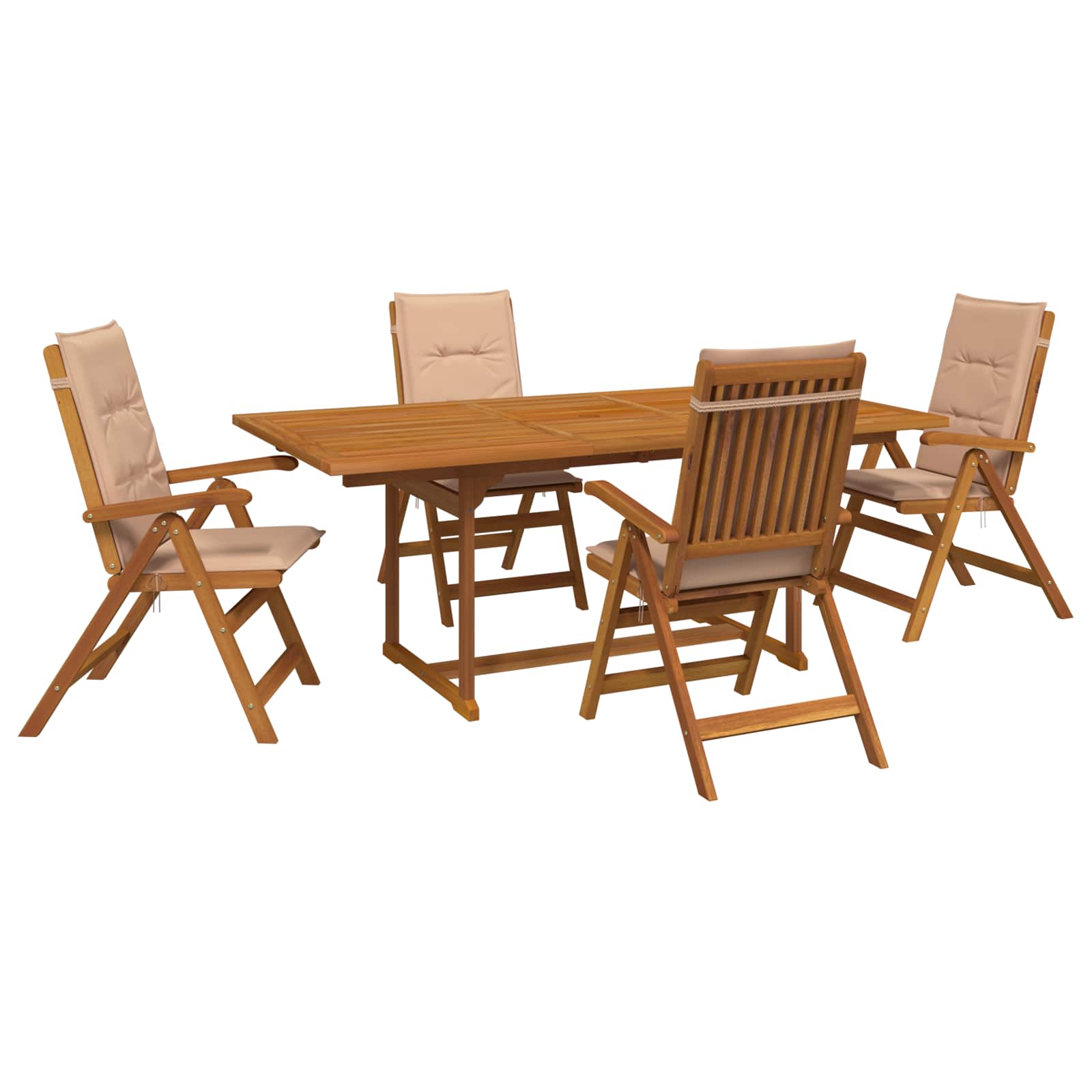 5-teiliges Garten-esszimmer-set Natur Massivholz Akazie Vidaxl