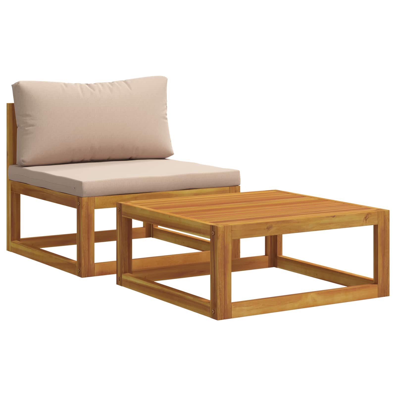 2 Stk. Sofa-set Mit Kissen 100 % Polyester Solid-acacia Natur Vidaxl