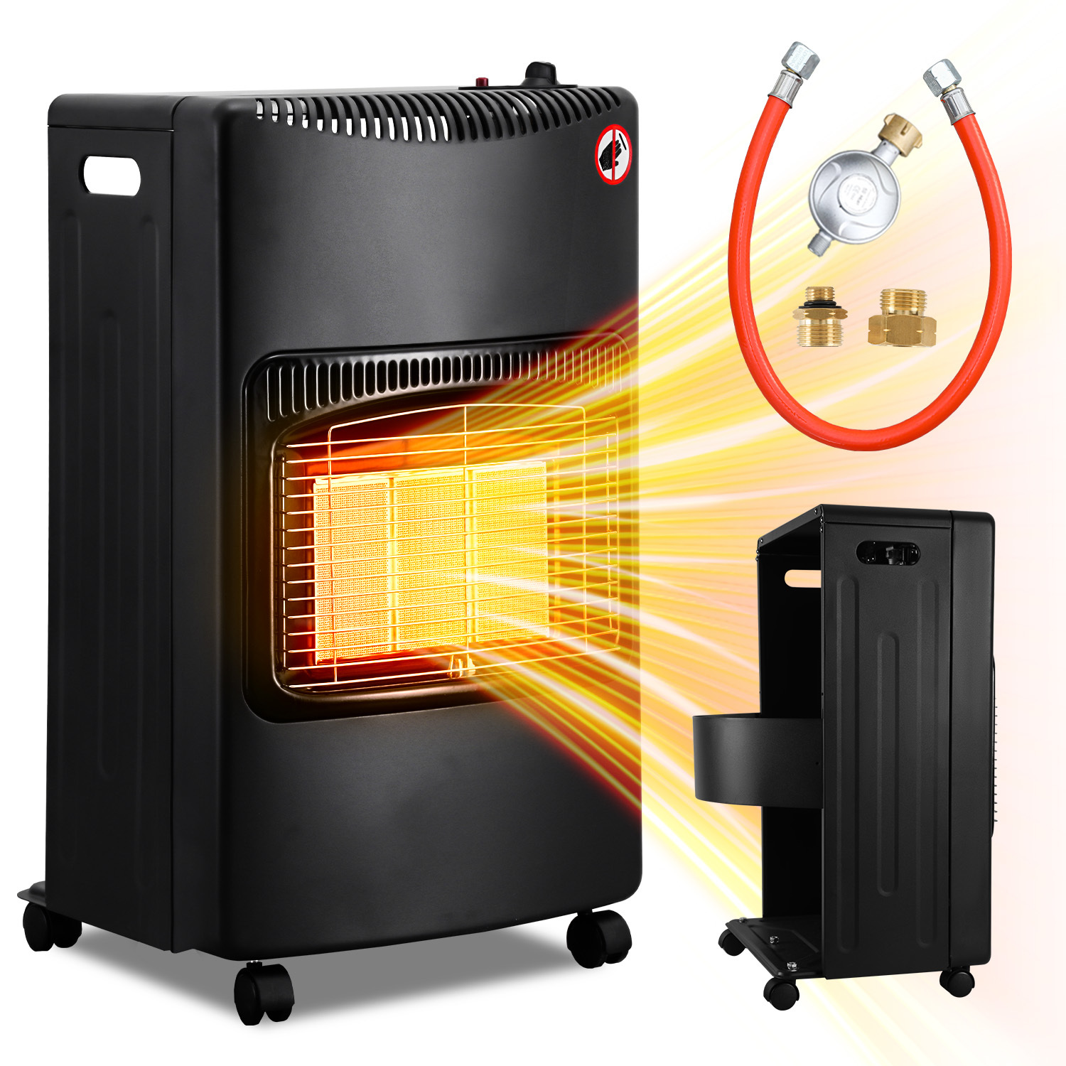 Wolketon Gasheizung 4,2 Kw Mit Infrarotwärme, 3 Stufen Und 2 Adaptern