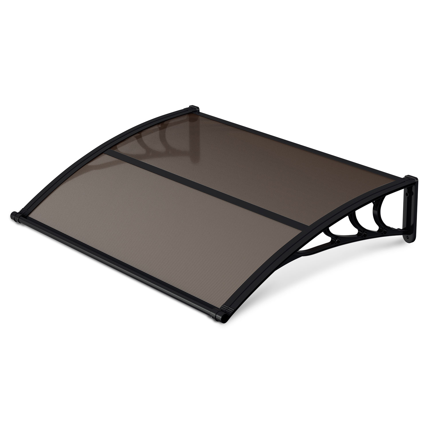 Wolketon Vordach Haustür Mit Regenrinne 150 X 100 Cm, Türüberdachung Aus Polycarbonat, Schwarz/braun, Regenschutz Für Eingang
