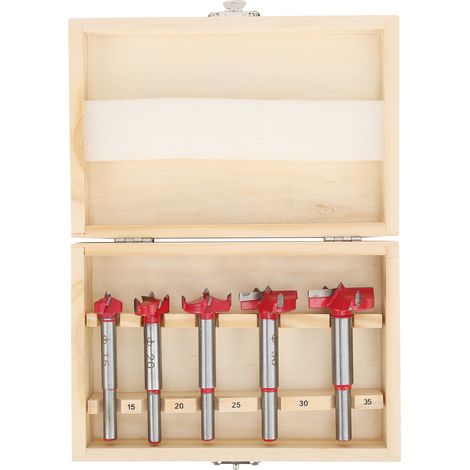 5-teiliges Set Zum Ausstecher Von Holzscharnierlöchern, Flachbohrer Mit Hartmetallflügel, Durchmesser 15–35 Mm