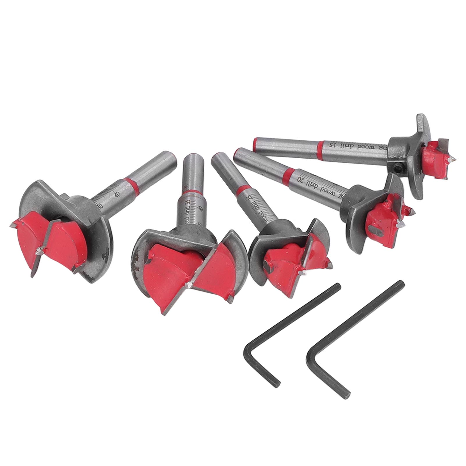 Set Mit 5 Verstellbaren Forstner-holzbohrern, Titanbeschichteter Wolframstahl, Bohrdurchmesser 15-35 Mm, Für Präzise Holzbearbeitung.