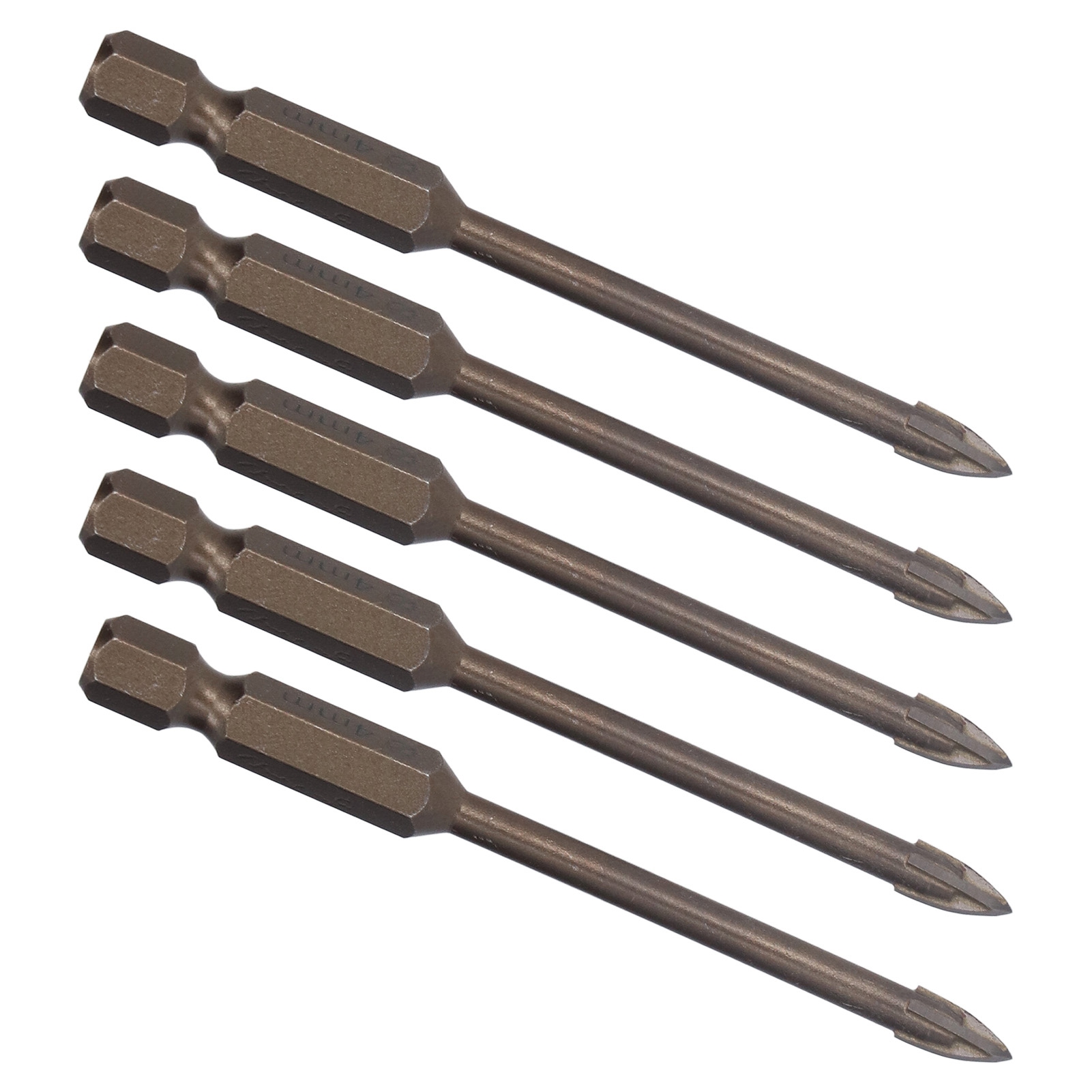 Set Mit 5 4-mm-hartmetall-kreuzbohrern, 1/4-zoll-sechskantschaft, Zum Bohren Von Fliesen, Glas, Keramik Und Beton, Lochöffner