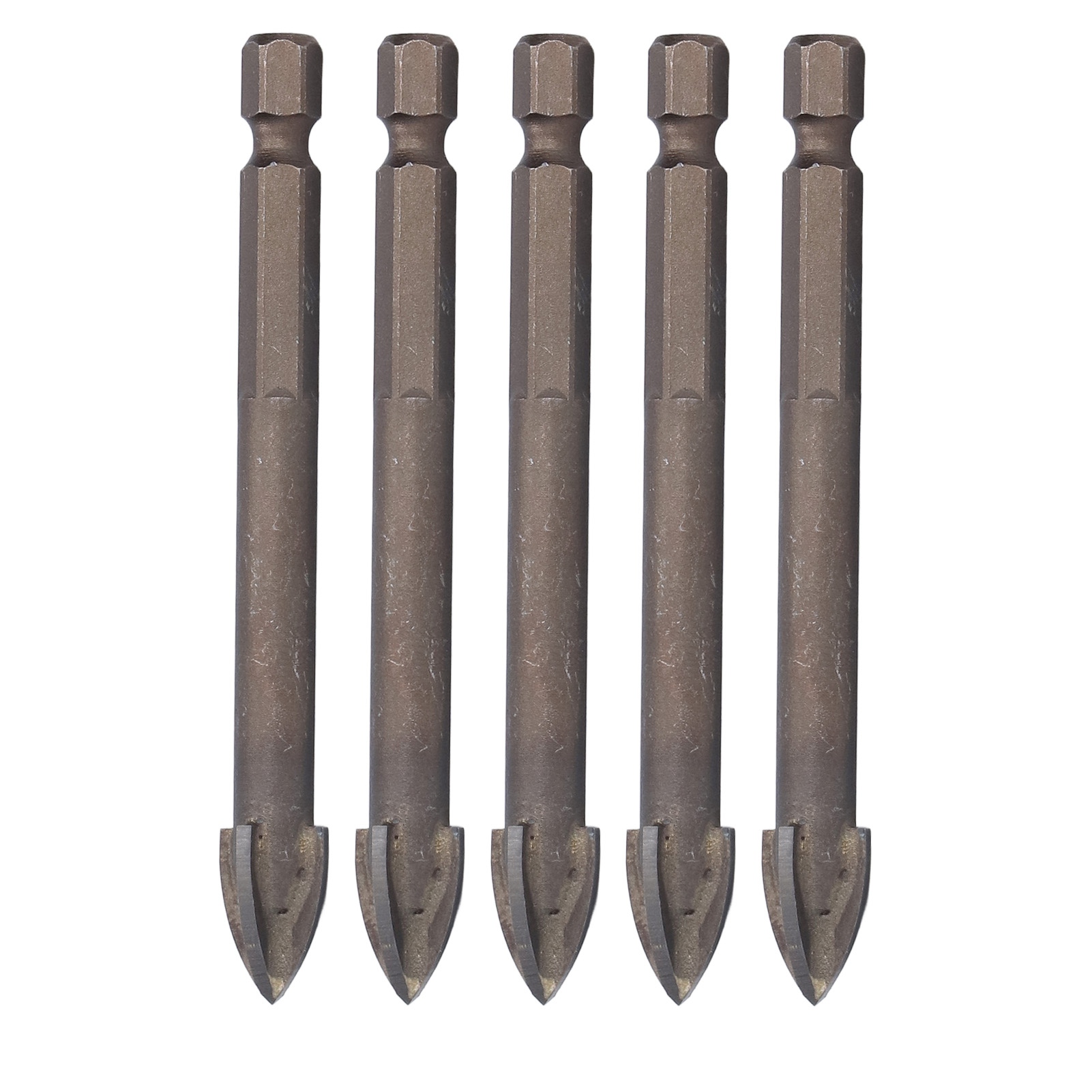 5-teiliges 10-mm-hartmetall-kernbohrer-set, 1/4-zoll-sechskantschaft, Zum Bohren In Fliesen, Glas, Keramik Und Beton, Hochleistungs-lochöffner