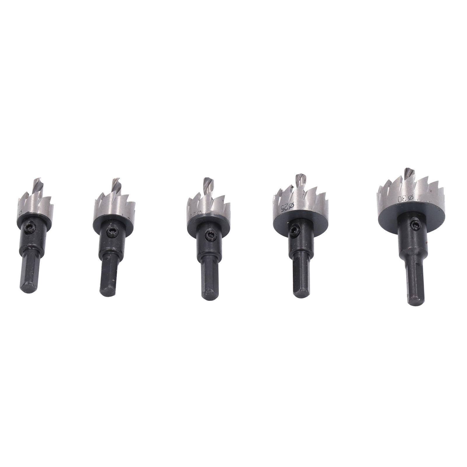 5-teiliges Lochsägen-set Aus Metall, 16-30 Mm, Hochgeschwindigkeitsstahl, Hohe Härte, Verschleißfest, 7 Mm Schaft, Edelstahlbohrer